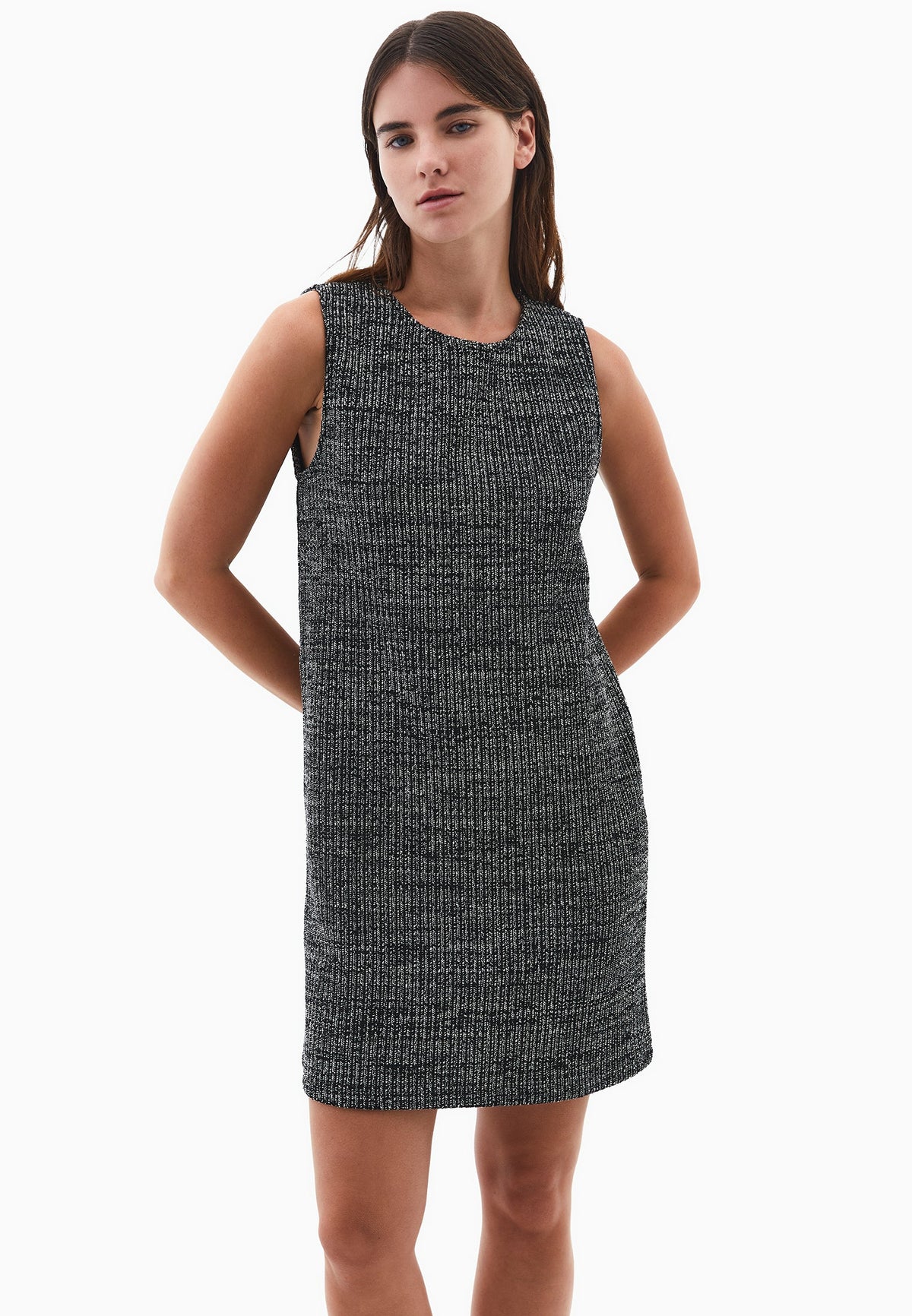 Sleeveless Dress With Crew Neck And Comfortable Fit - BLACK MELANGE