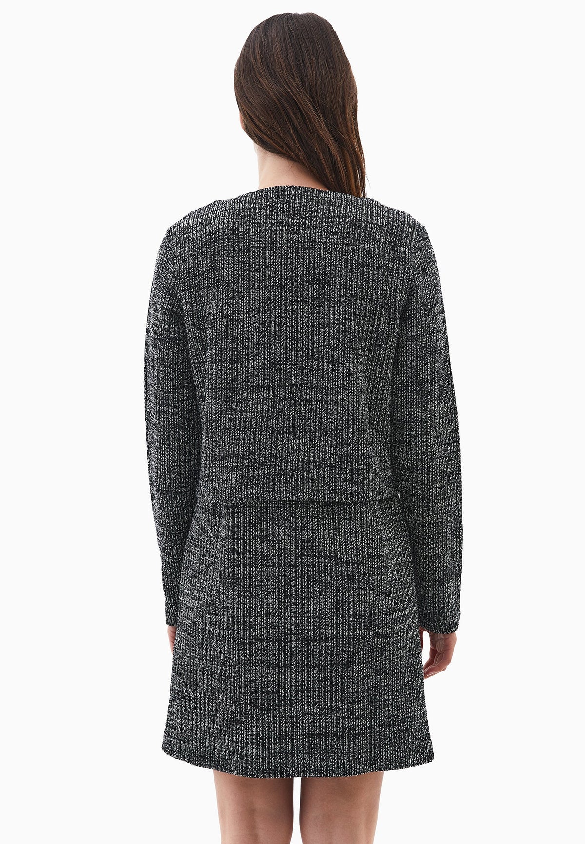 Buttoned Round Neck Cardigan - BLACK MELANGE