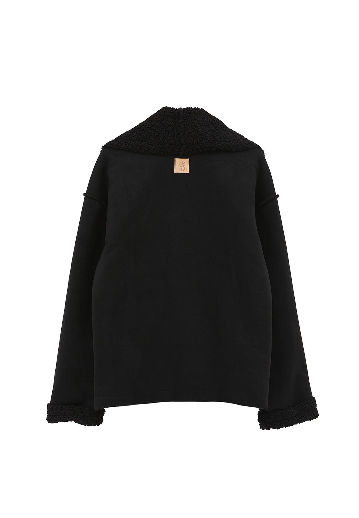 Shawl Collar Long Sleeve Bouclé Jacket - BLACK