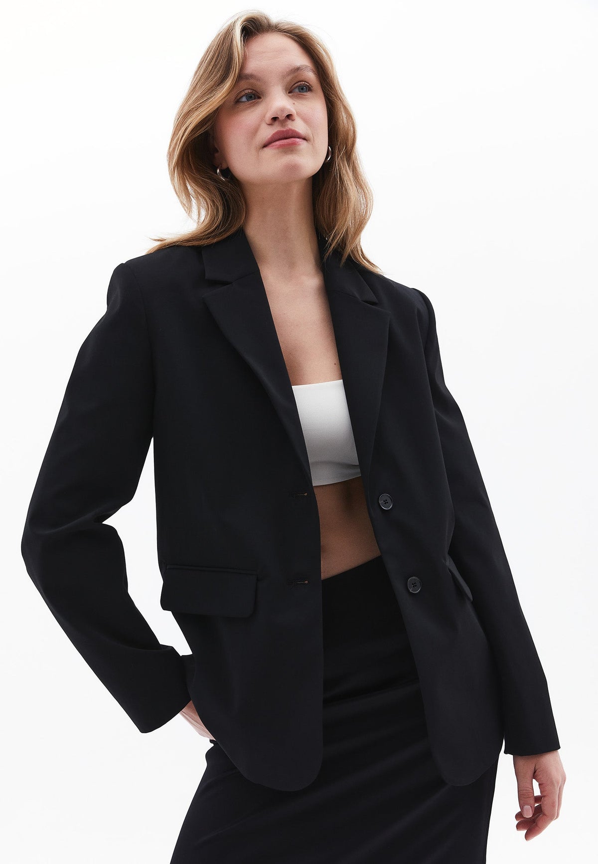 Women's Upper Garment Oversize Blazer Jacket - BLACK