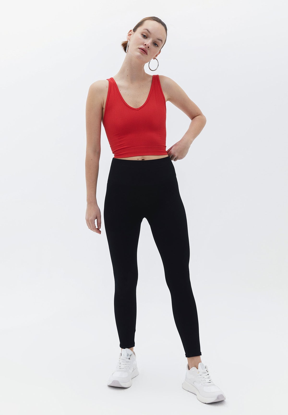 High Waist Ankle Cut Leggings - BLACK