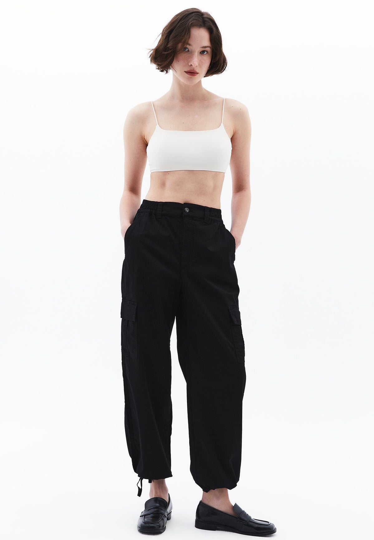 Wide Leg Cargo Pants - BLACK