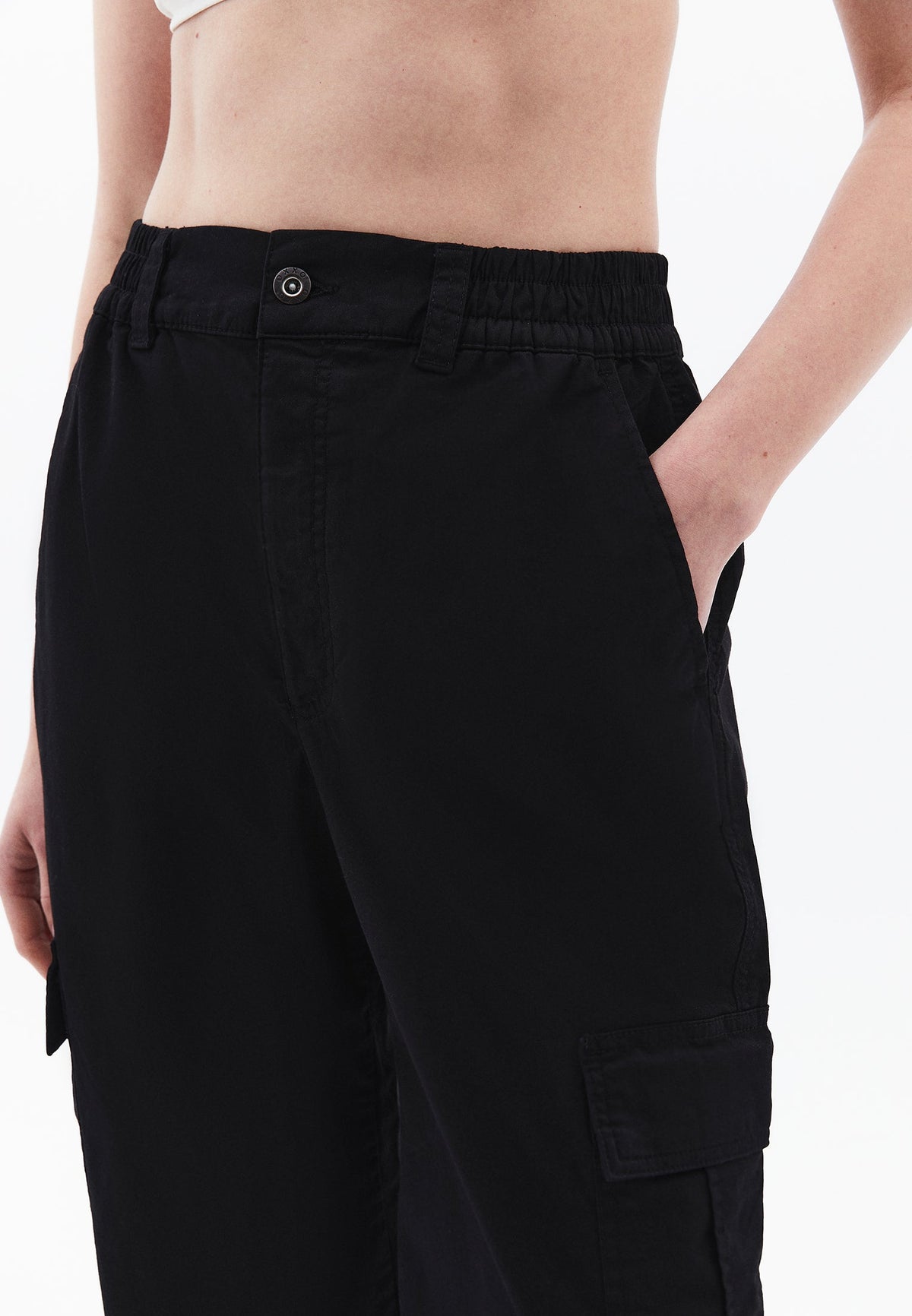 Wide Leg Cargo Pants - BLACK