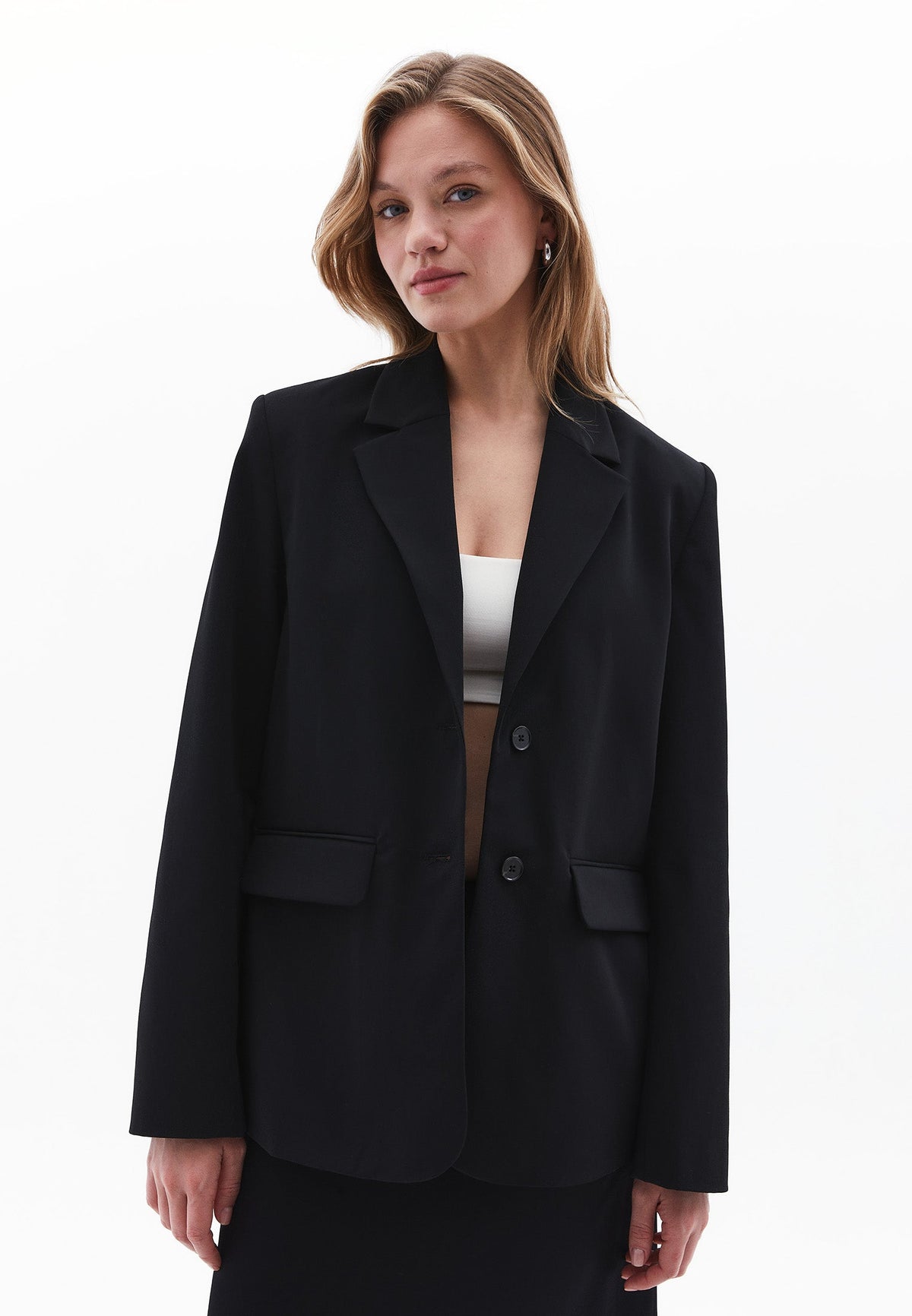 Women's Upper Garment Oversize Blazer Jacket - BLACK