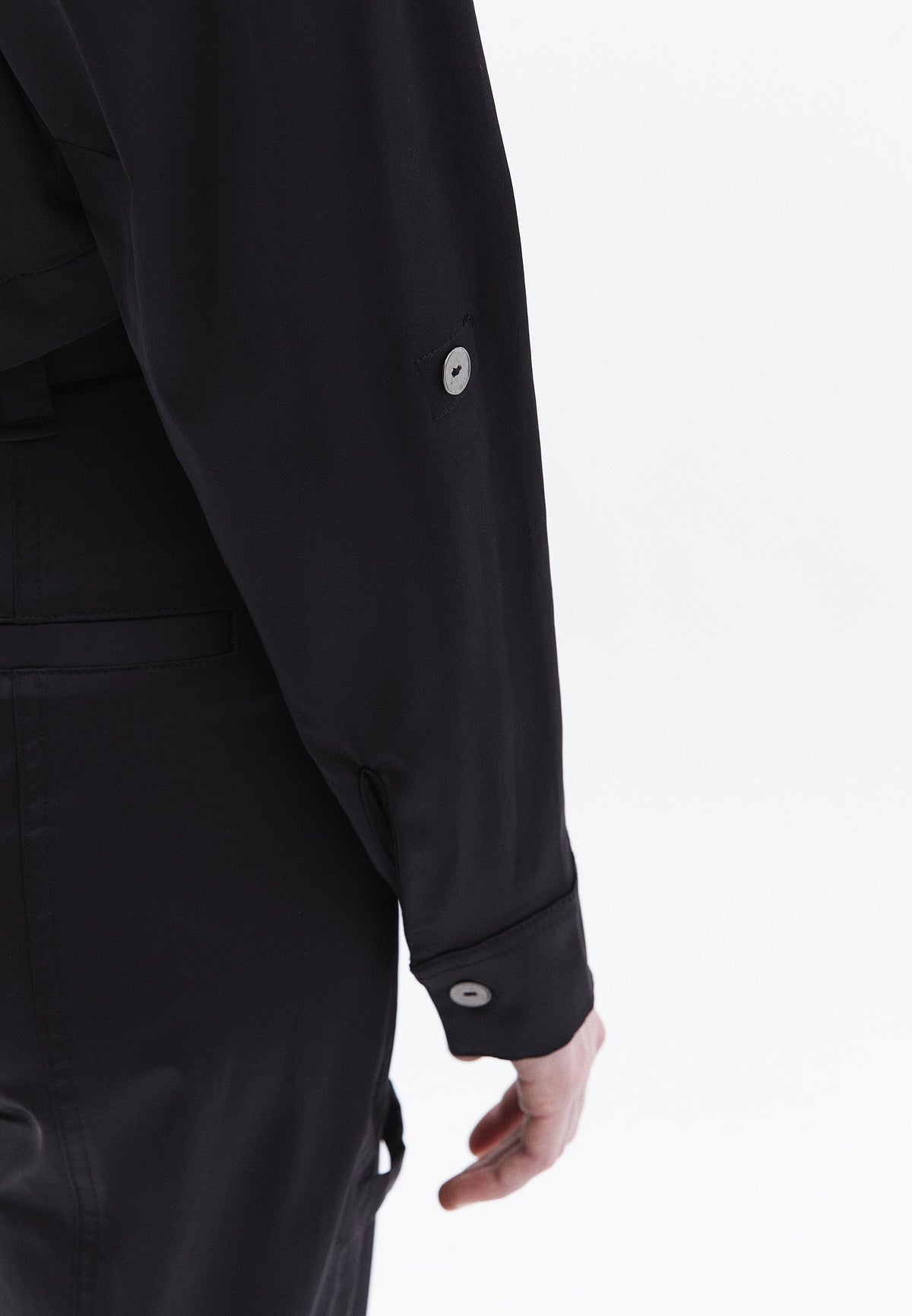 Cropped Shirt With Pocket Detail And Loose Fit - BLACK