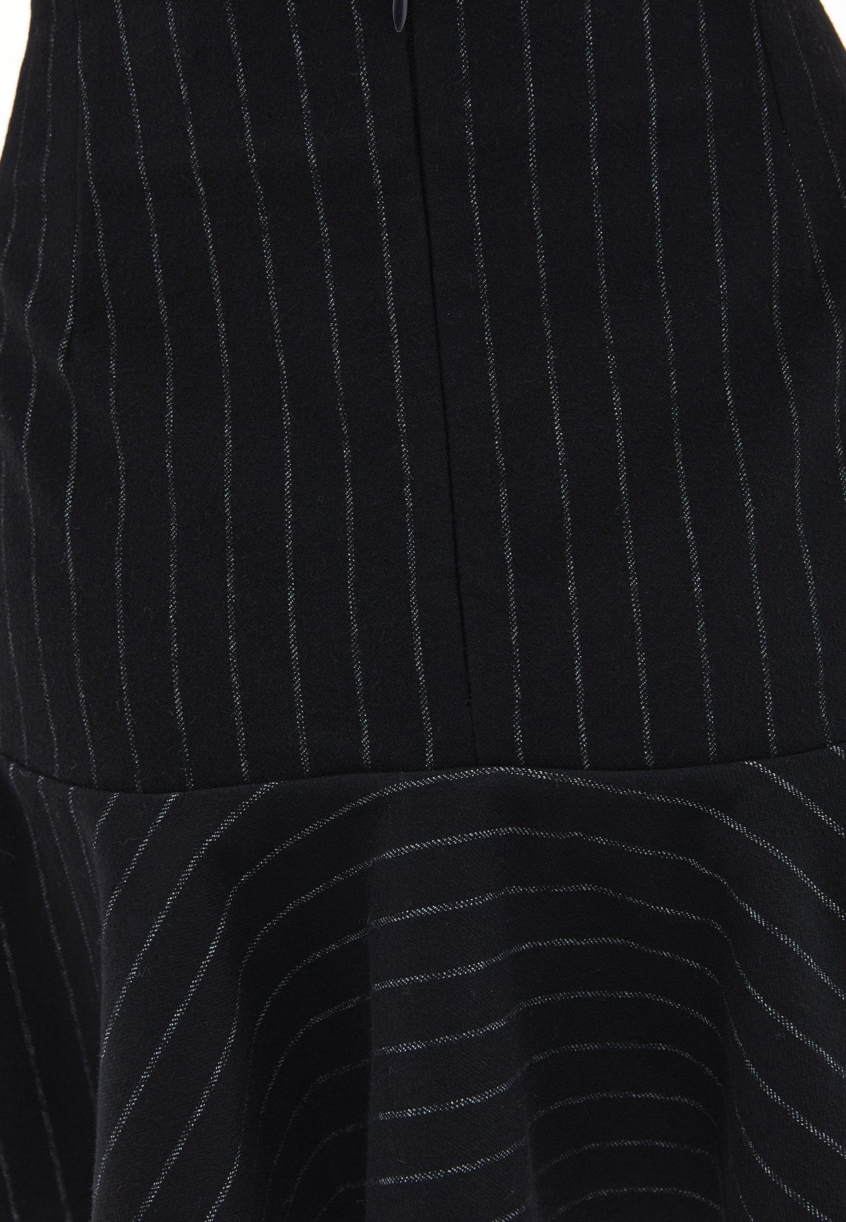Asymmetric Striped Flared Short Skirt - BLACK