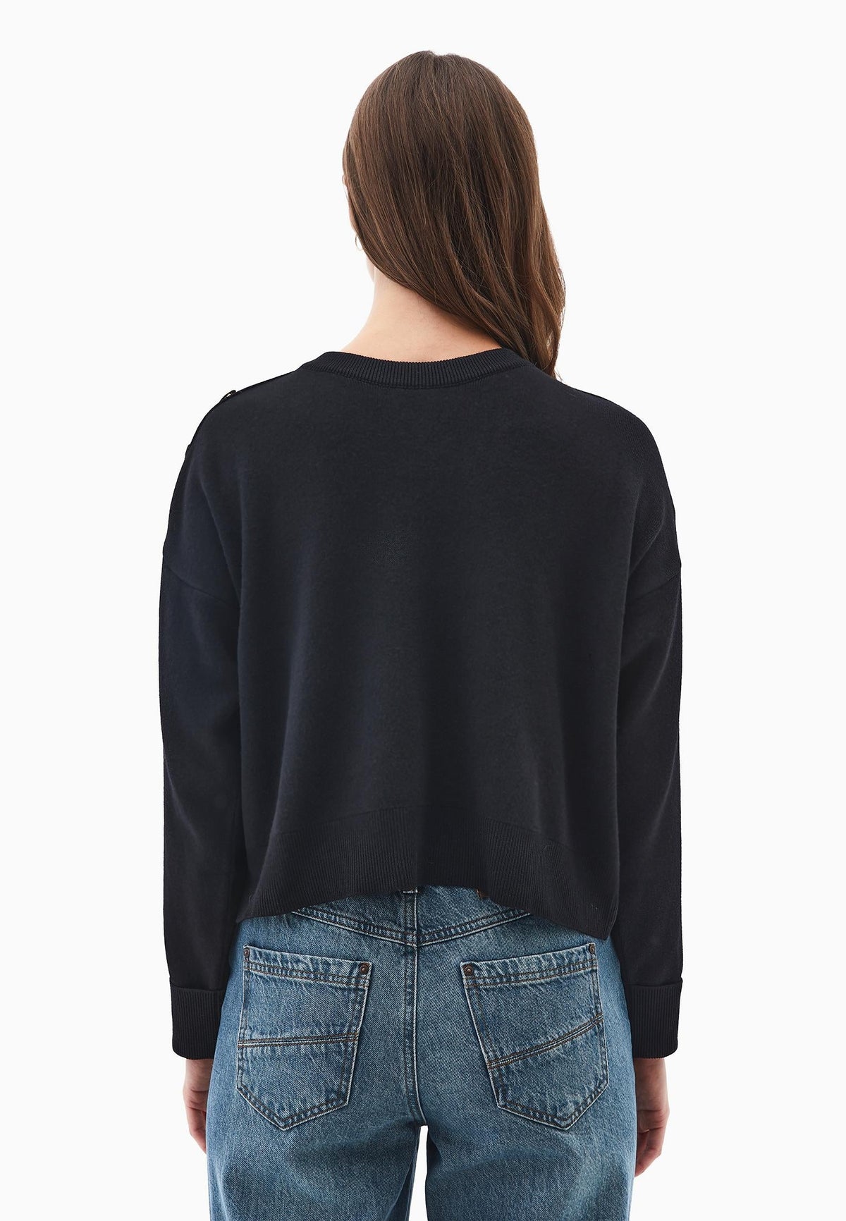 Viscose Sweater With Round Neck - BLACK