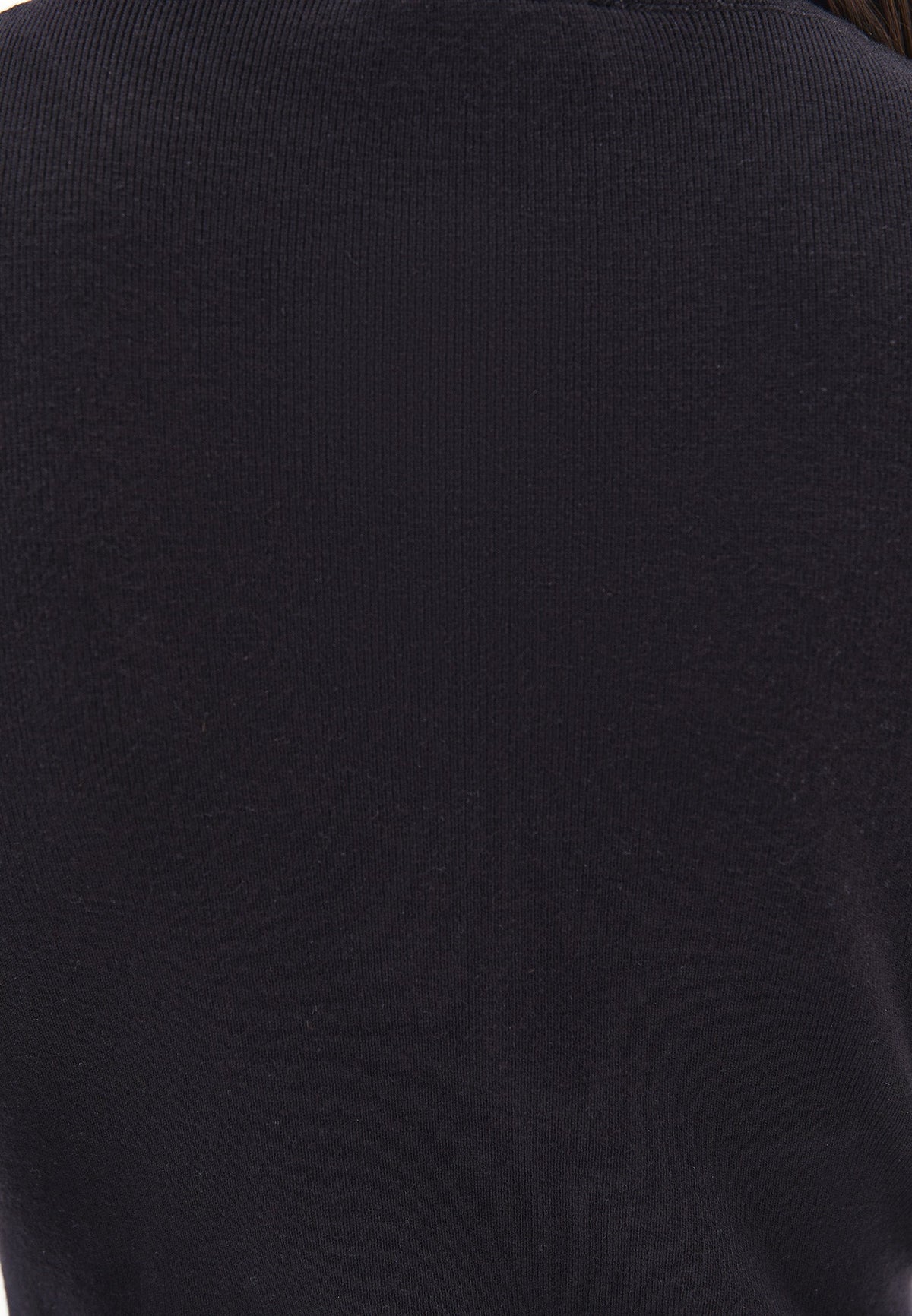 Short Dress With Long Raglan Sleeve And Crew Neck - BLACK