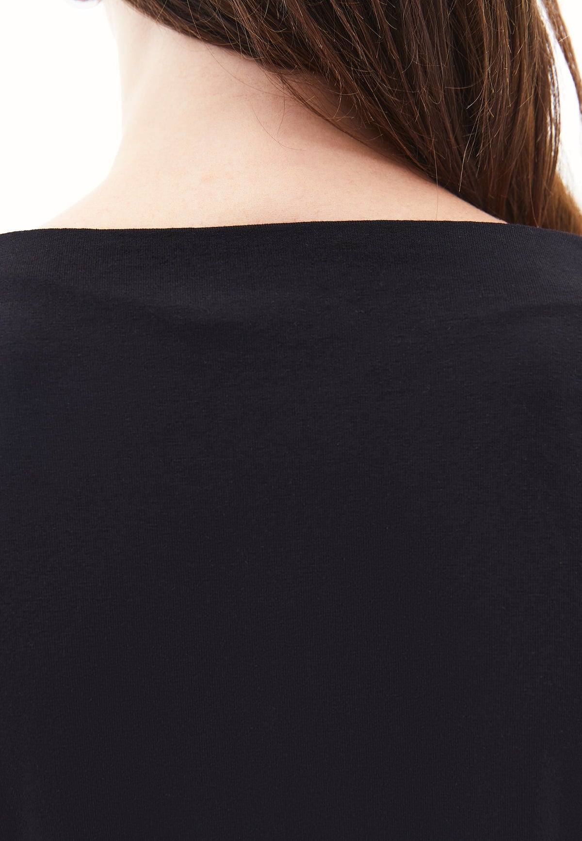 Boat Neck Long Sleeve T-Shirt - BLACK