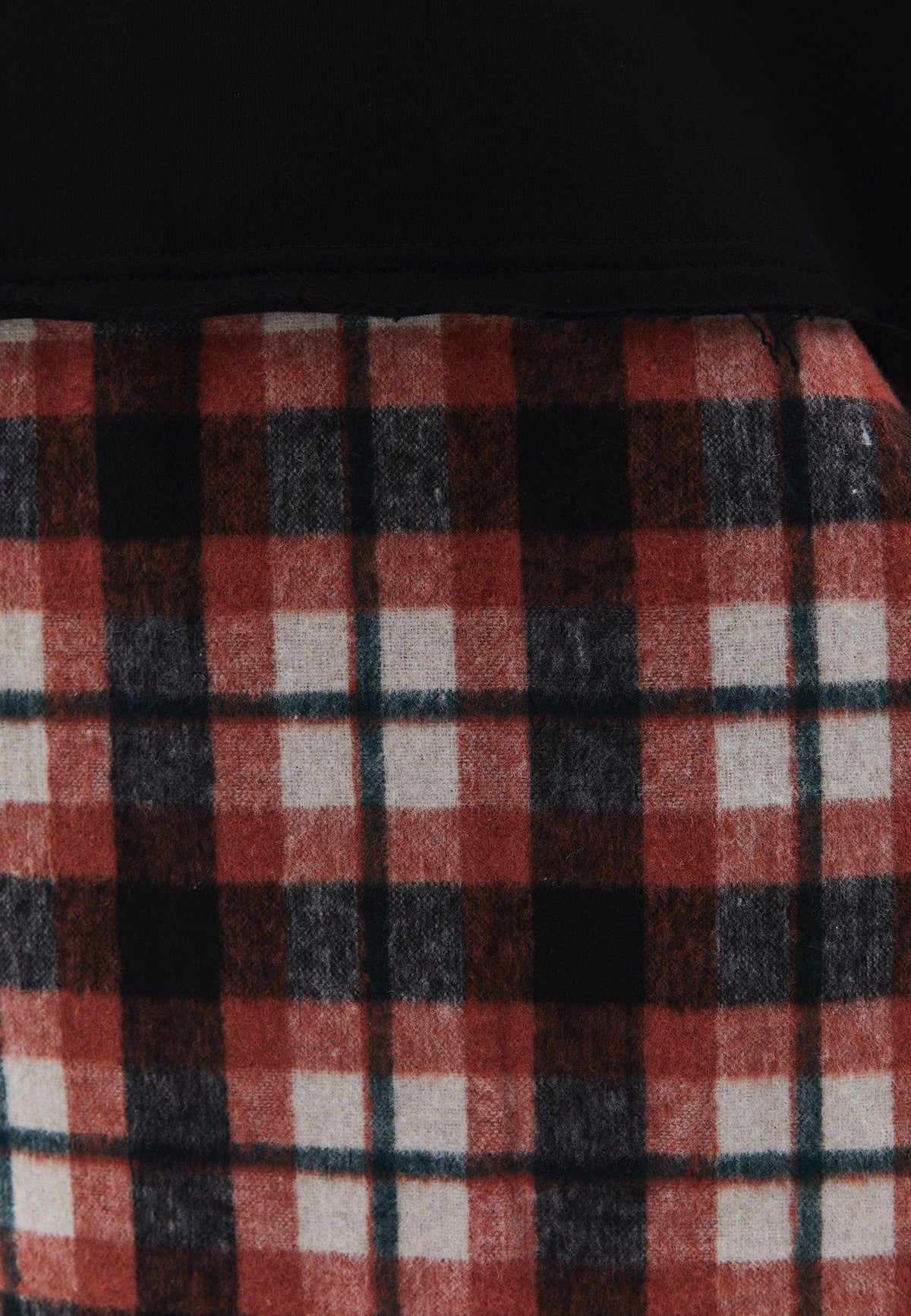 Oversize Asymmetric Plaid Sweat Tunic - BLACK