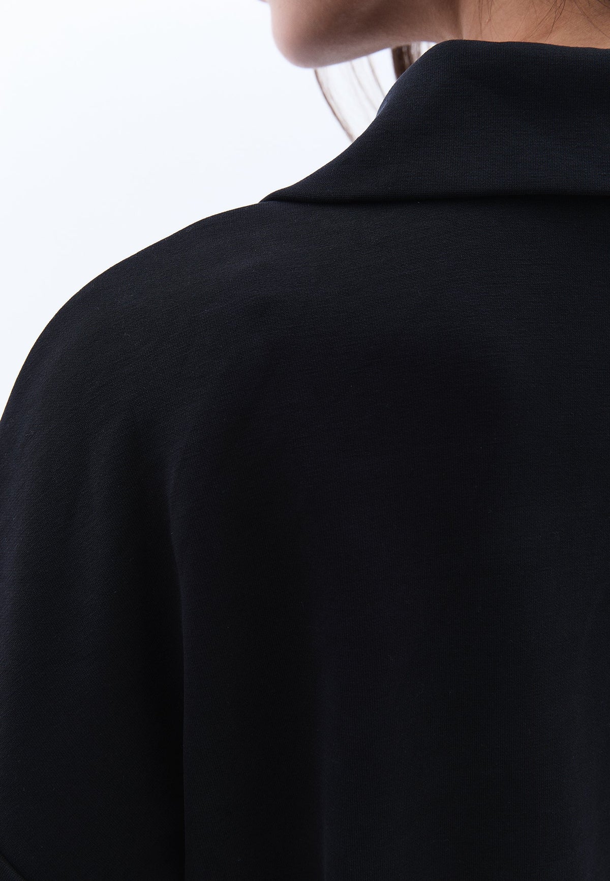 Sweatshirt With Pocket Detail And High Collar - BLACK