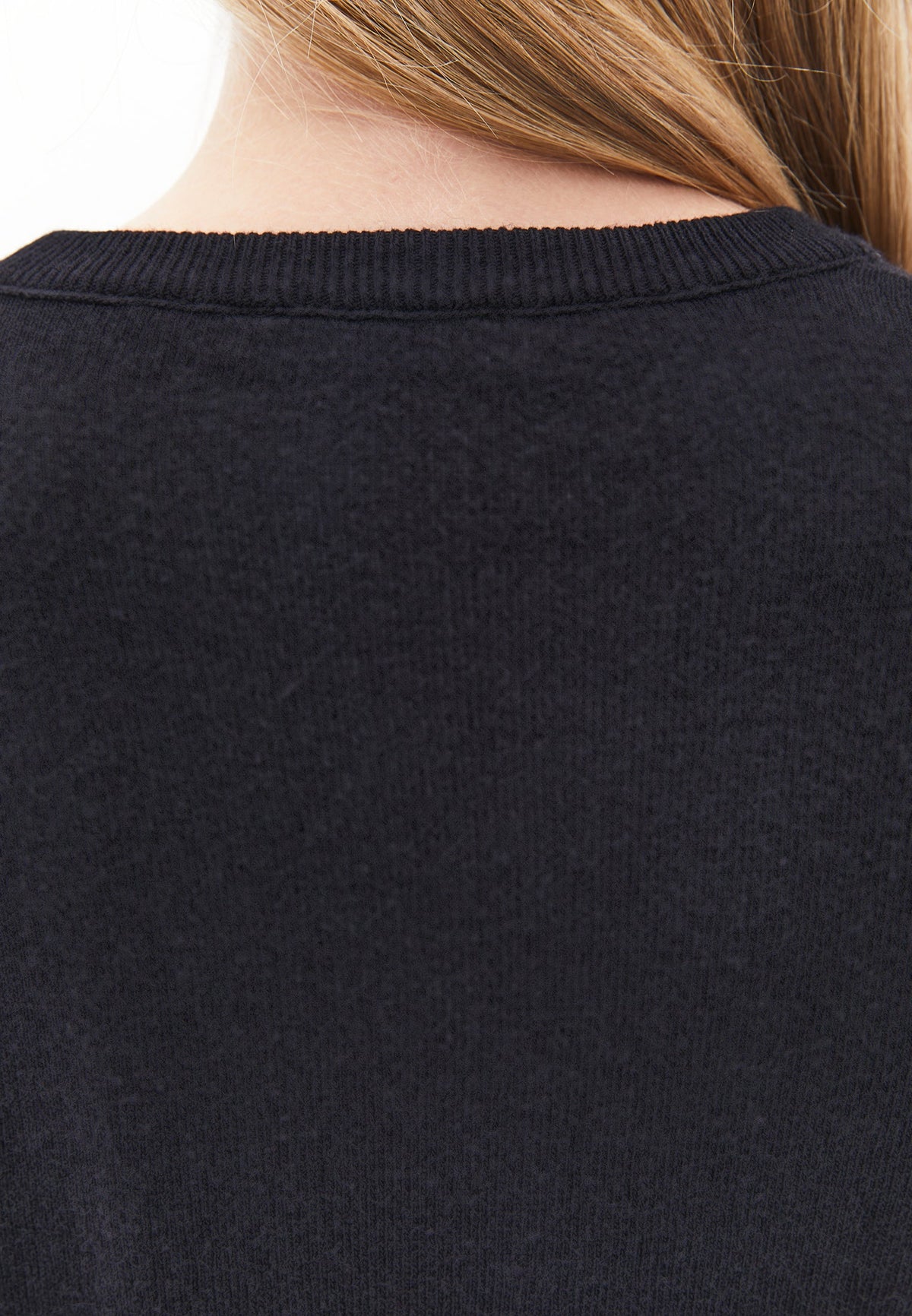 Crew Neck Long Sleeve Sweater - BLACK