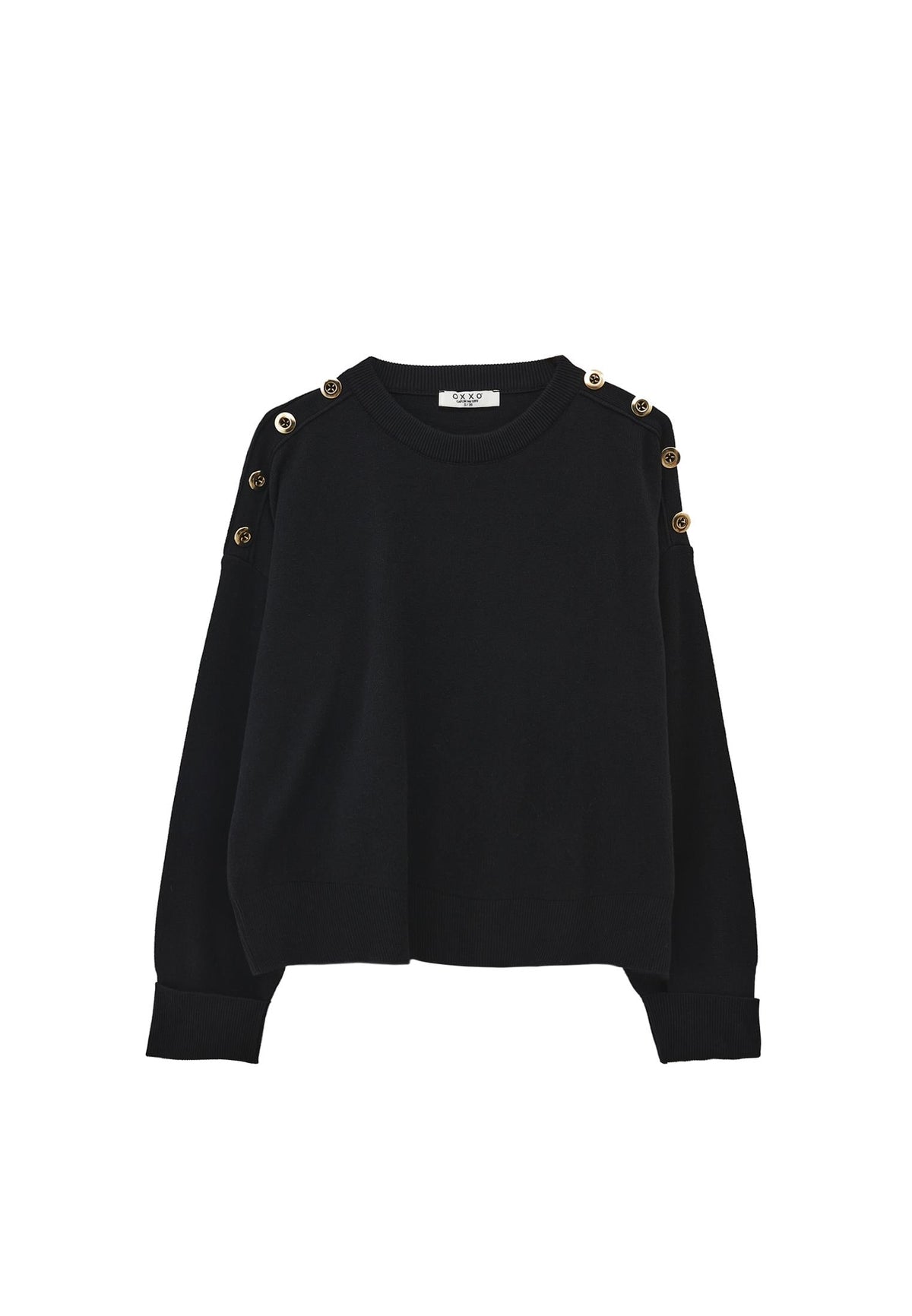 Viscose Sweater With Round Neck - BLACK