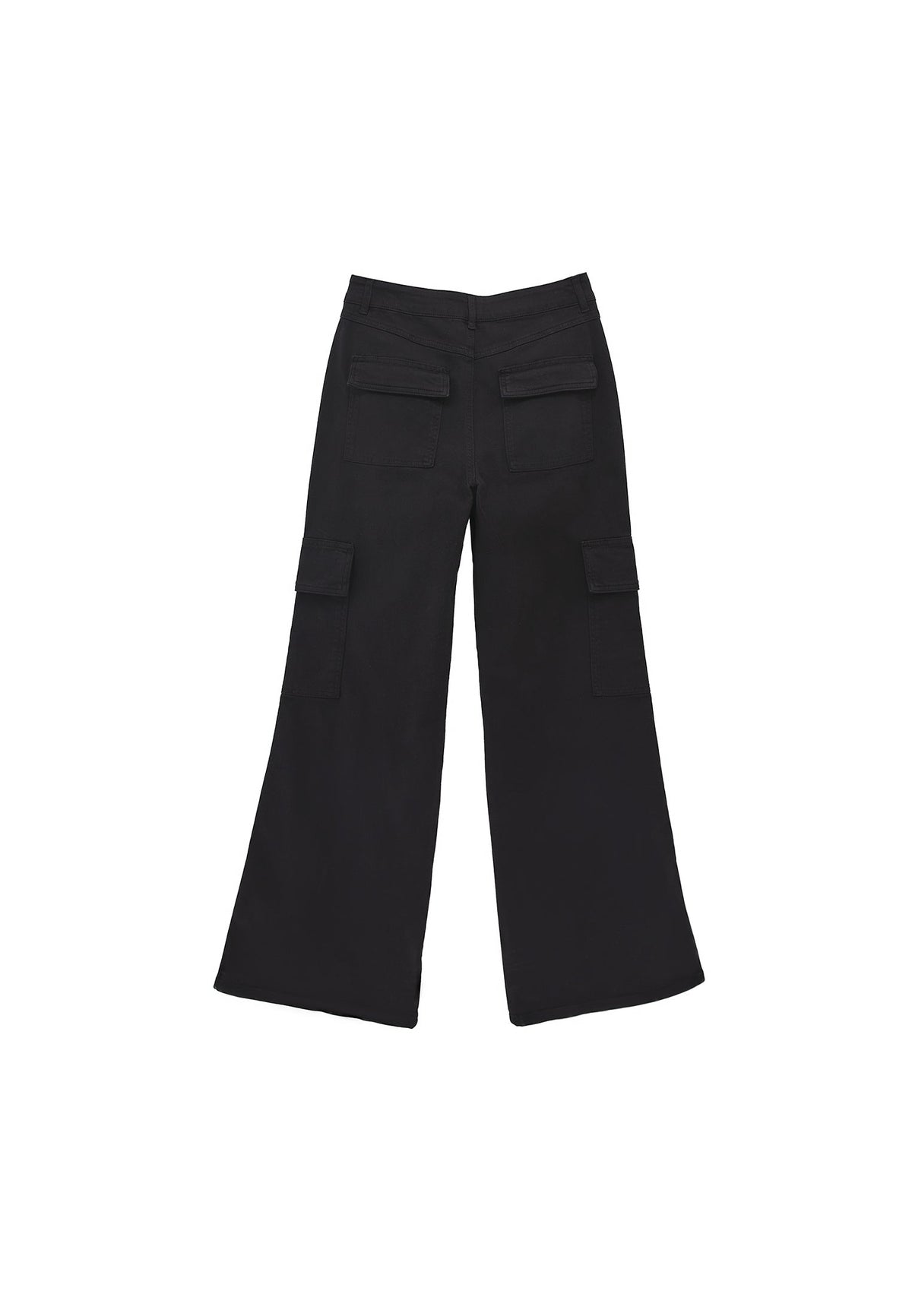 Wide Leg Cargo Pants - BLACK
