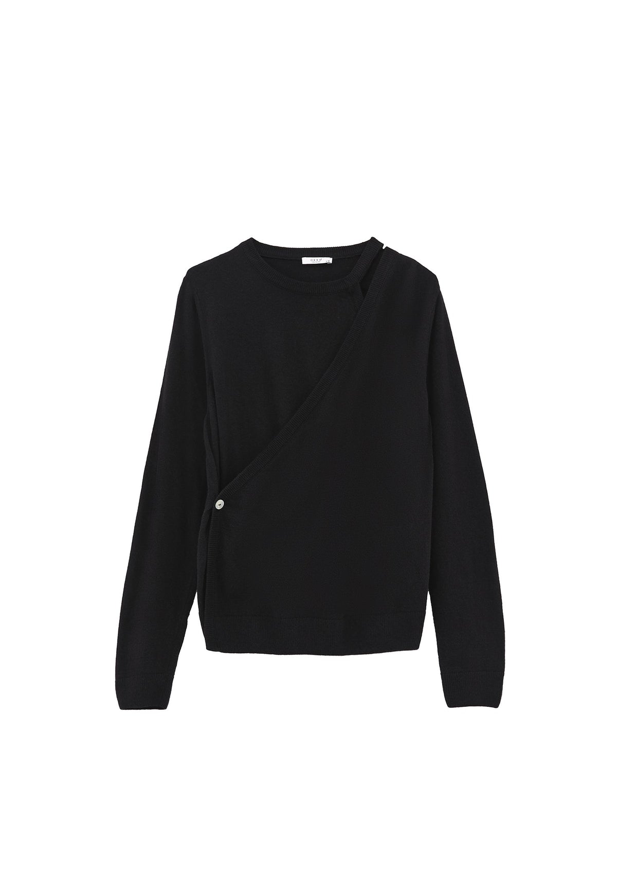 Crew Neck Long Sleeve Sweater - BLACK