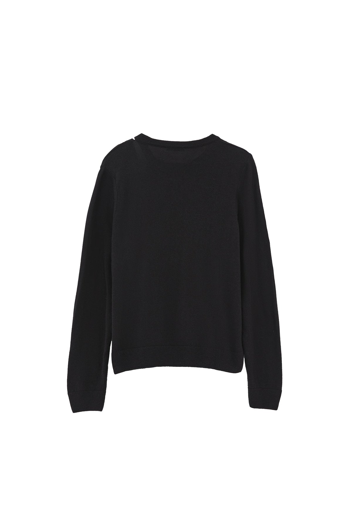 Crew Neck Long Sleeve Sweater - BLACK