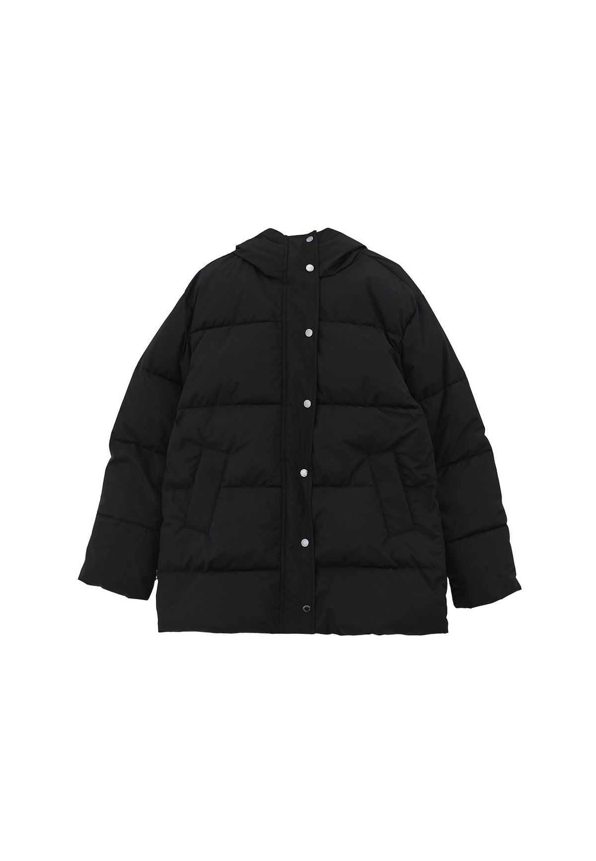 High Neck Midi Coat - BLACK