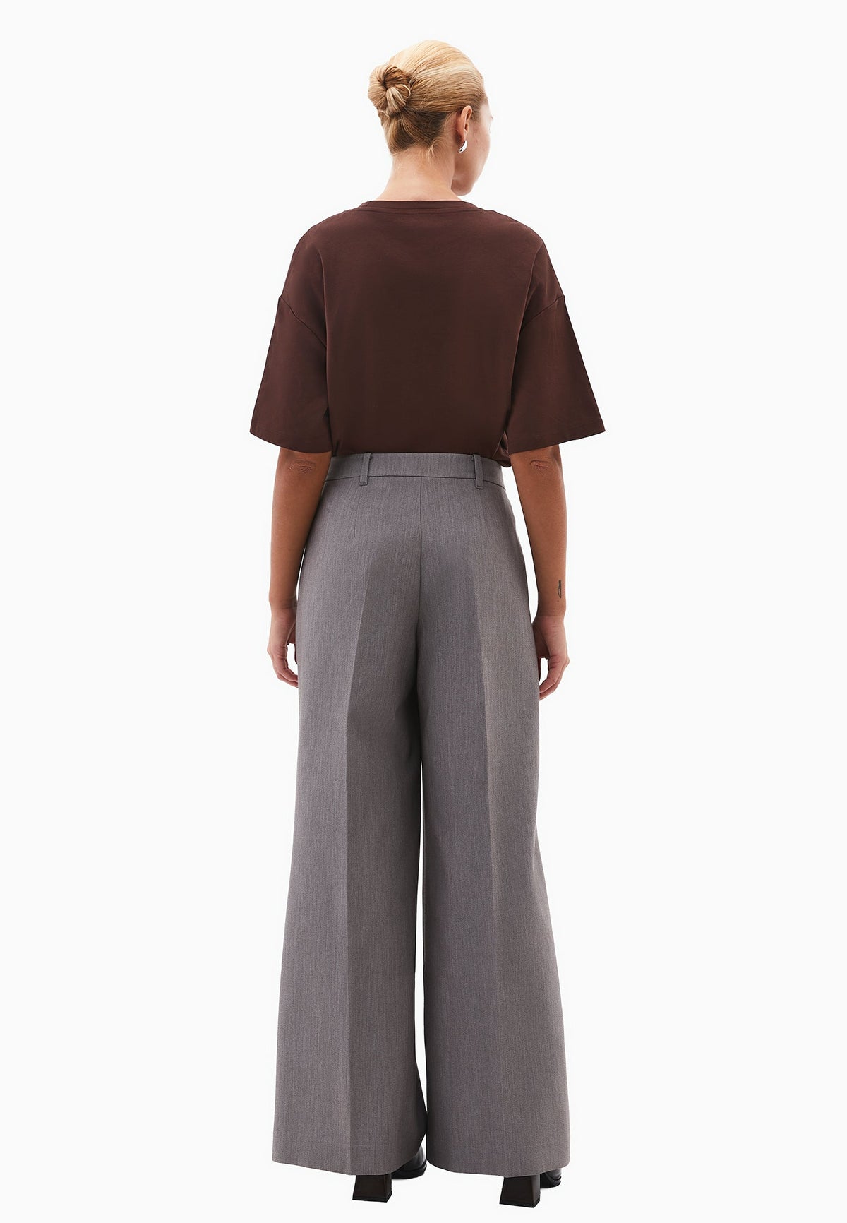 High Waist Pleated Pants - BRUSHED NICKEL