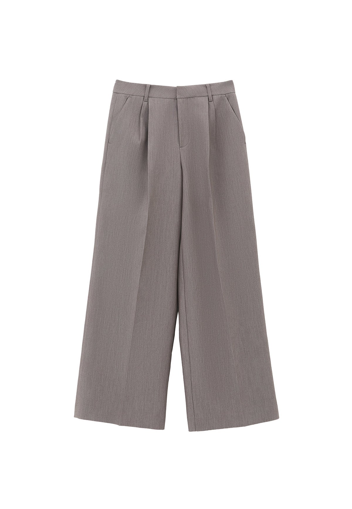 High Waist Pleated Pants - BRUSHED NICKEL