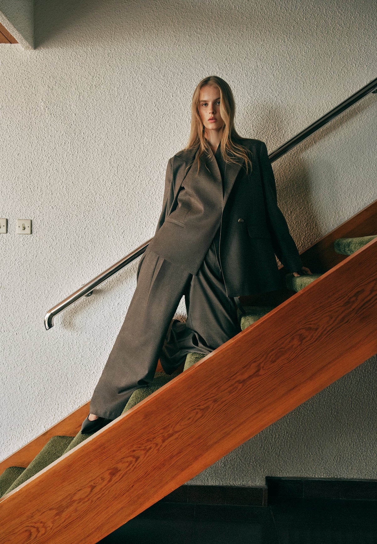 Wide Leg High Waist Trousers - CARAFE MELANGE