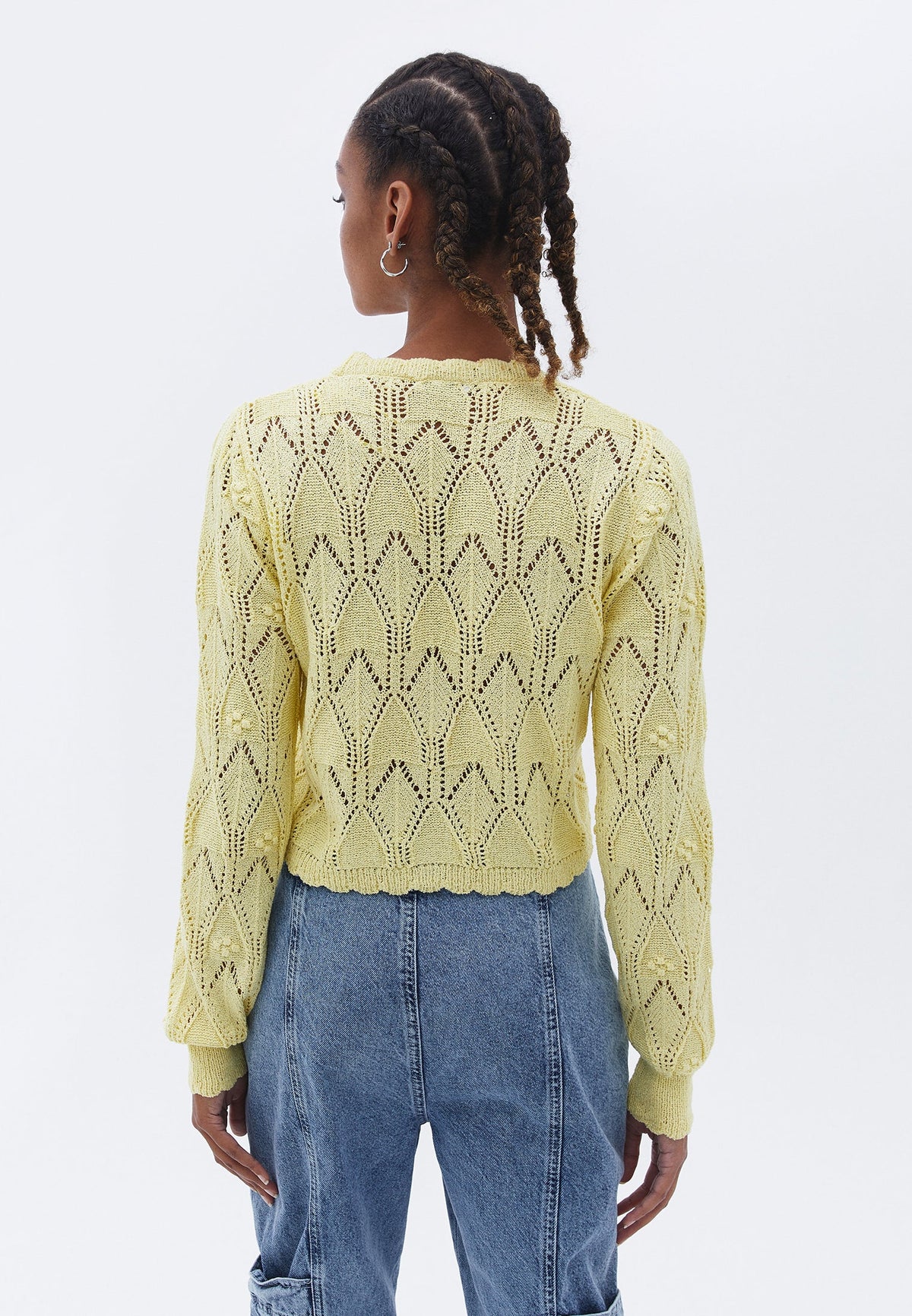 Short Cardigan With Raglan Sleeve And Embroidery - CHARDONNAY