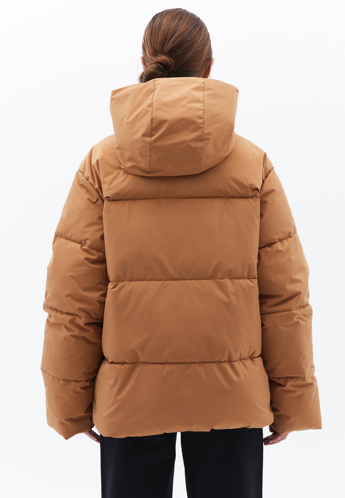 High Collar Long Sleeved Women's Coat - CHIPMUNK