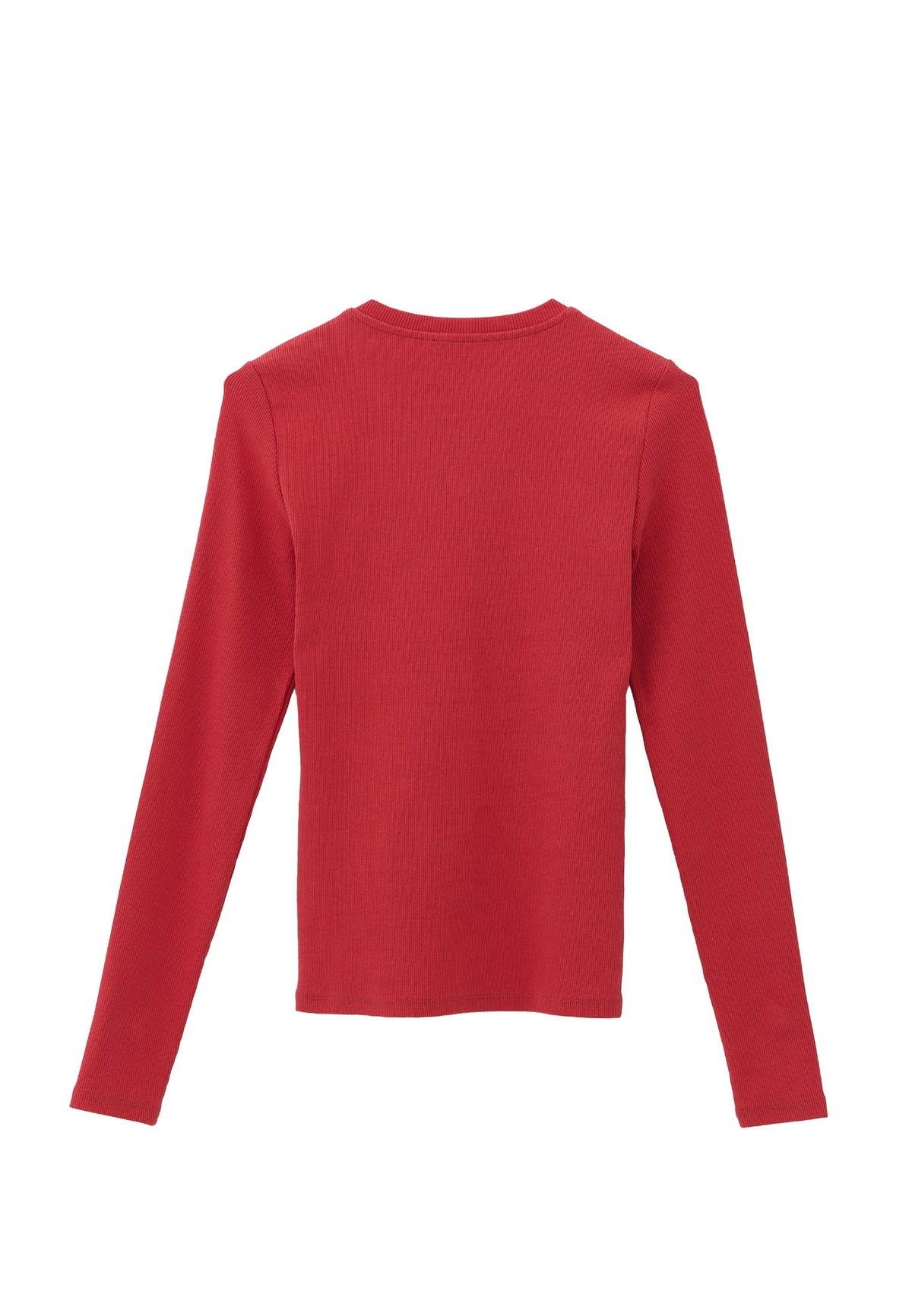 Ribbed Fabric Long Sleeve T-Shirt Crew Neck - CHRYSANTHEMUM