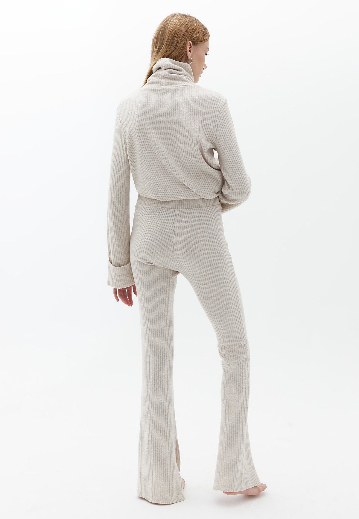 Spanish Leg Long Belt Detailed Pants - CREME BRULEE