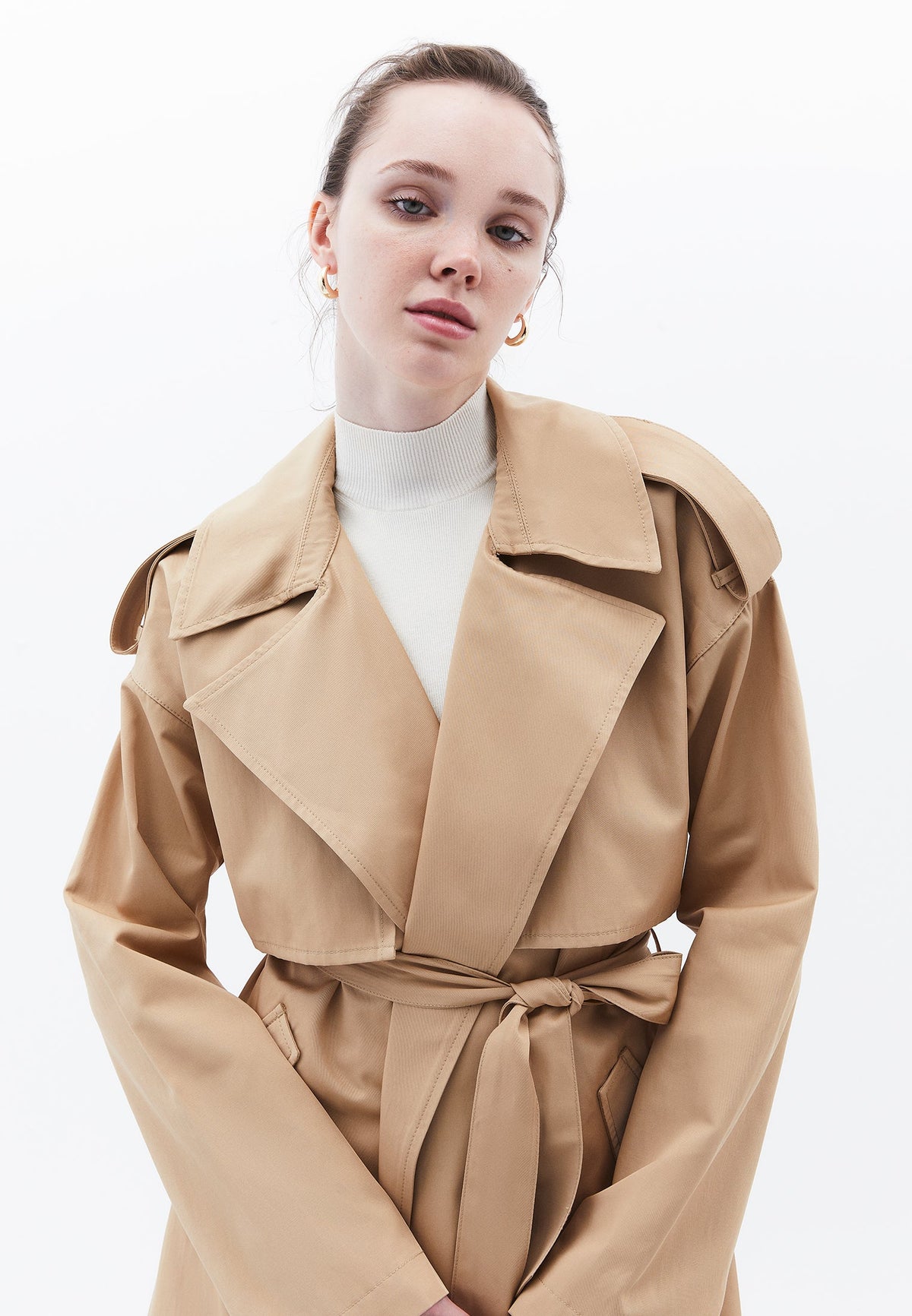 Long Trench Coat With Pockets - CURDS WHEY