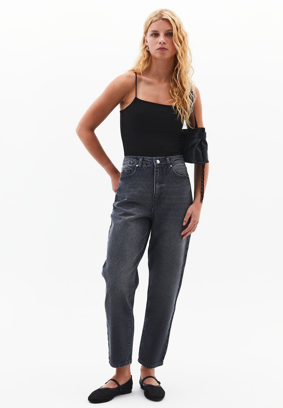 Mom Fit Standard Pants - DARK GREY DENIM