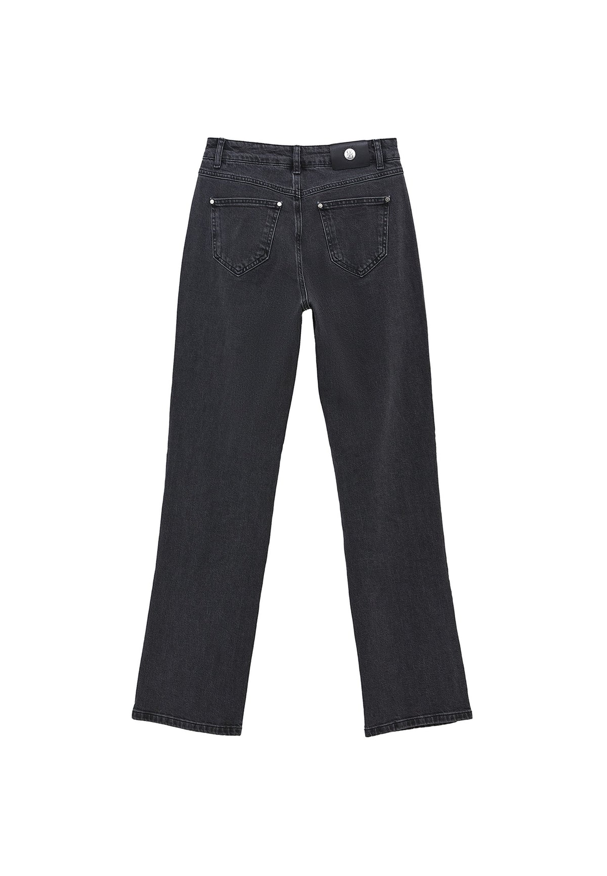 High Waist Straight Leg Denim Pants - DARK GREY DENIM