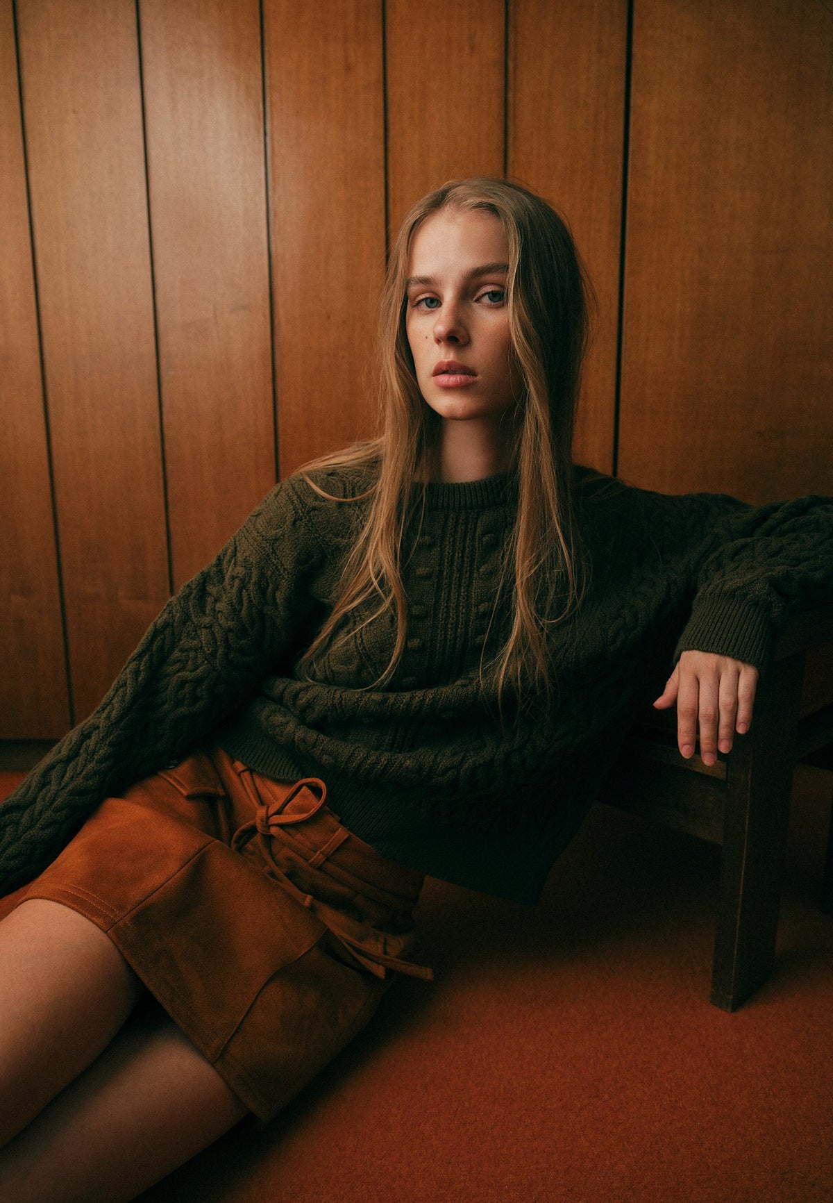 Comfortable Crew Neck Knit Sweater - DARK OLIVE