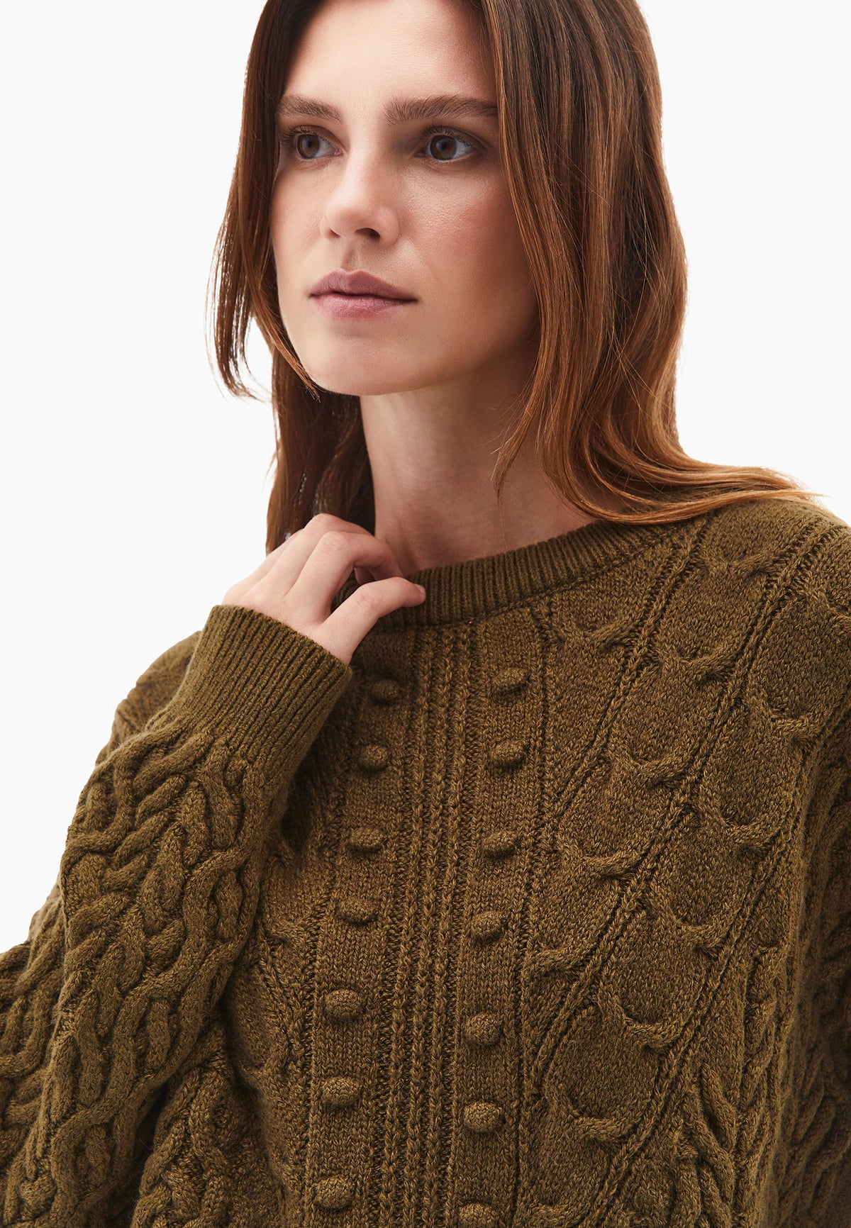 Comfortable Crew Neck Knit Sweater - DARK OLIVE