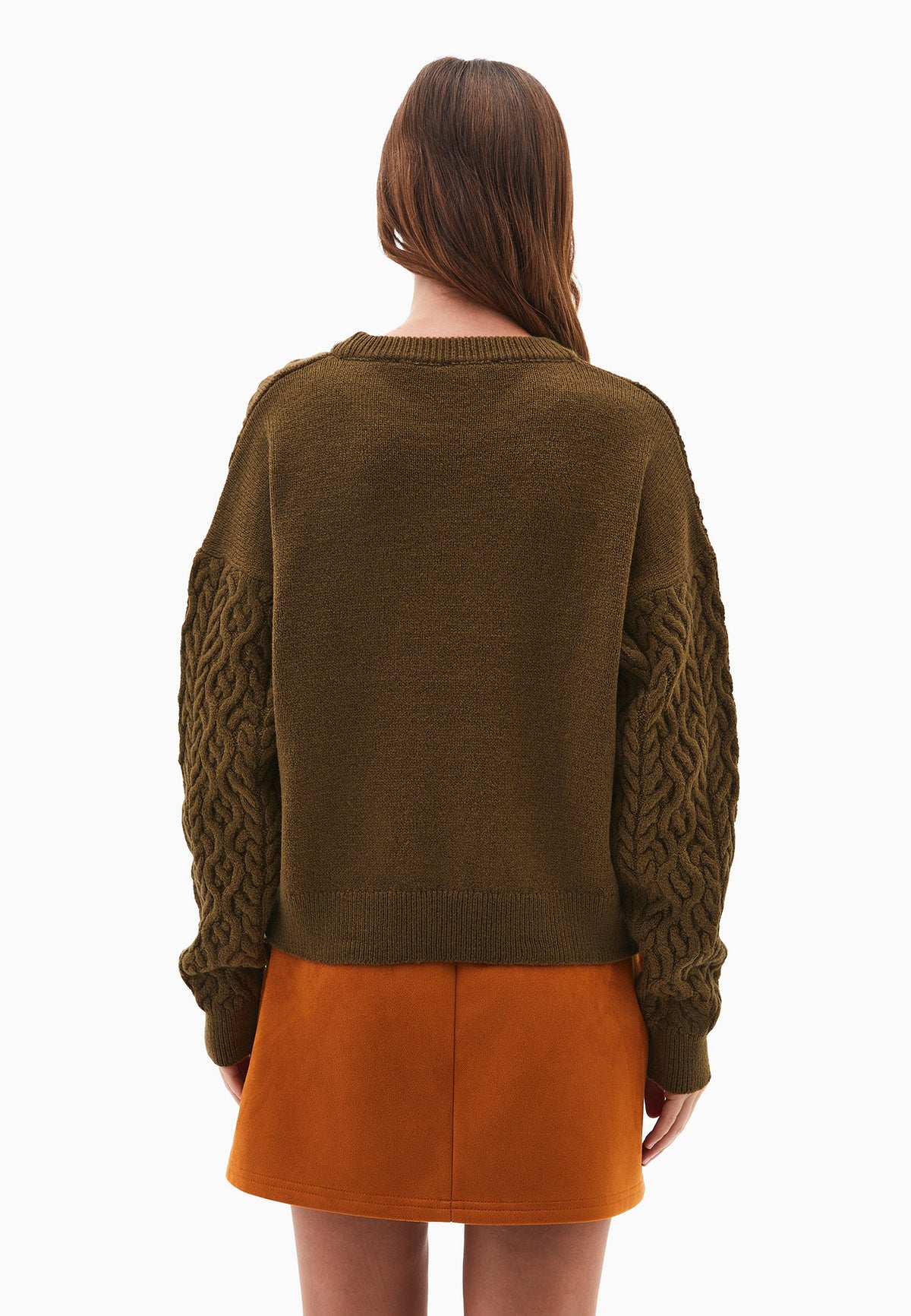 Comfortable Crew Neck Knit Sweater - DARK OLIVE