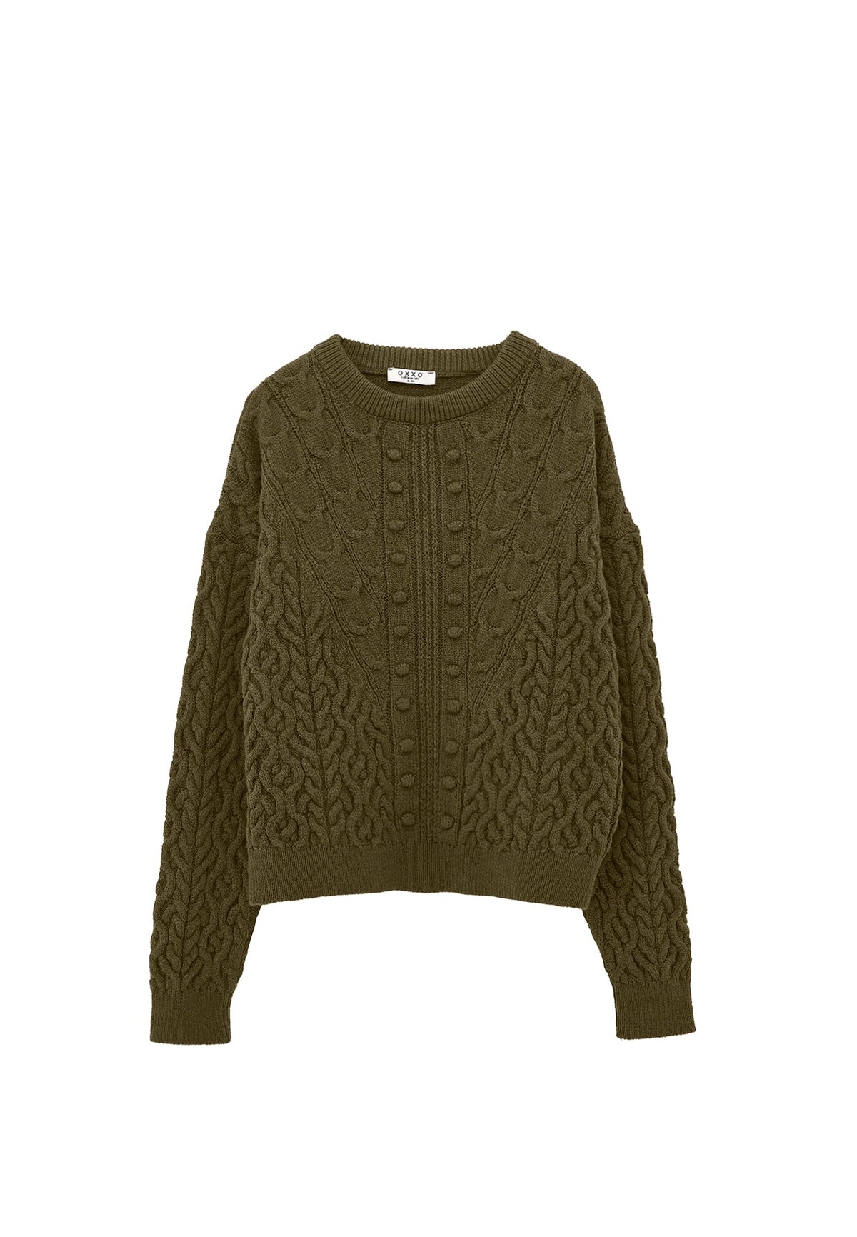 Comfortable Crew Neck Knit Sweater - DARK OLIVE