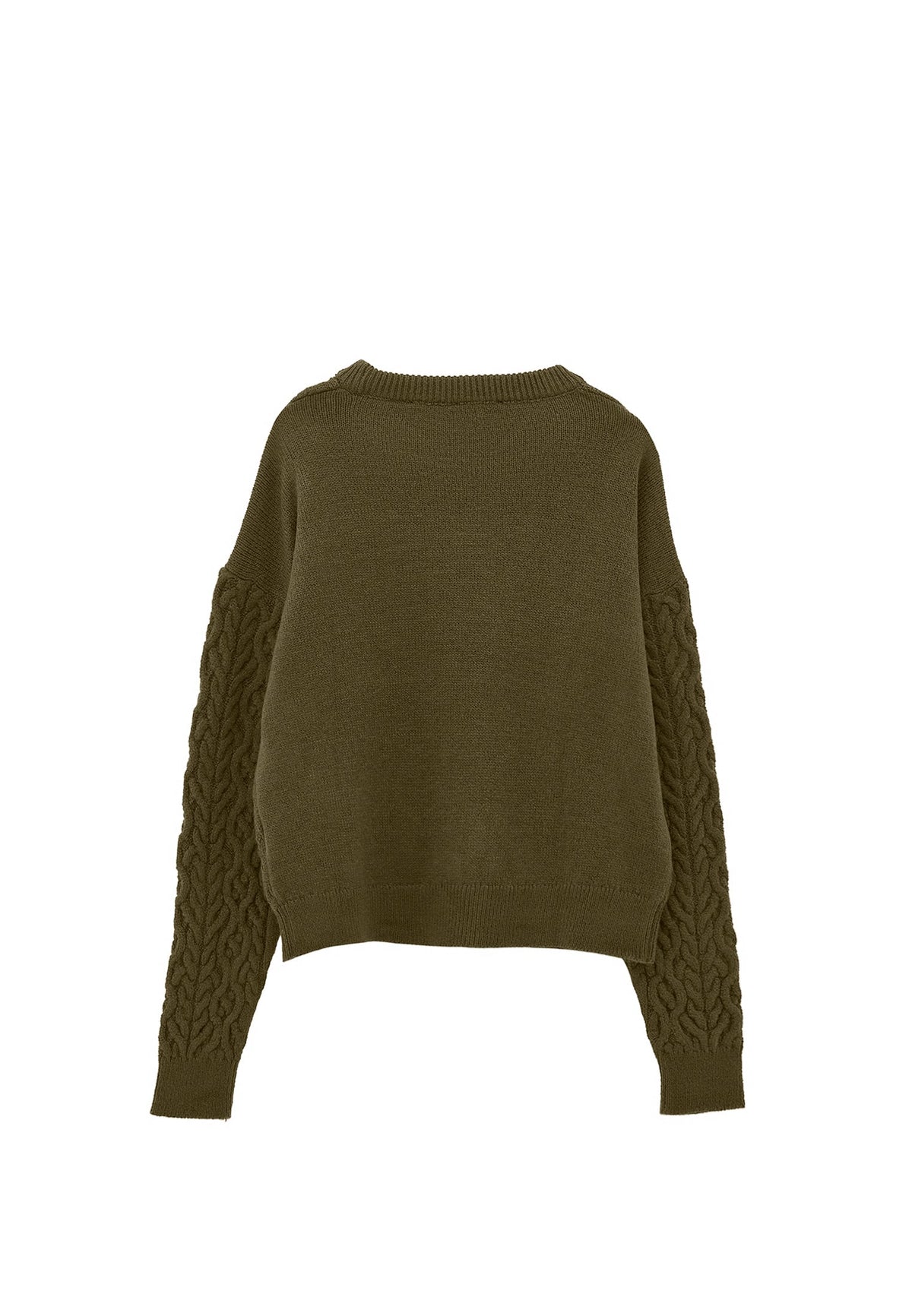 Comfortable Crew Neck Knit Sweater - DARK OLIVE