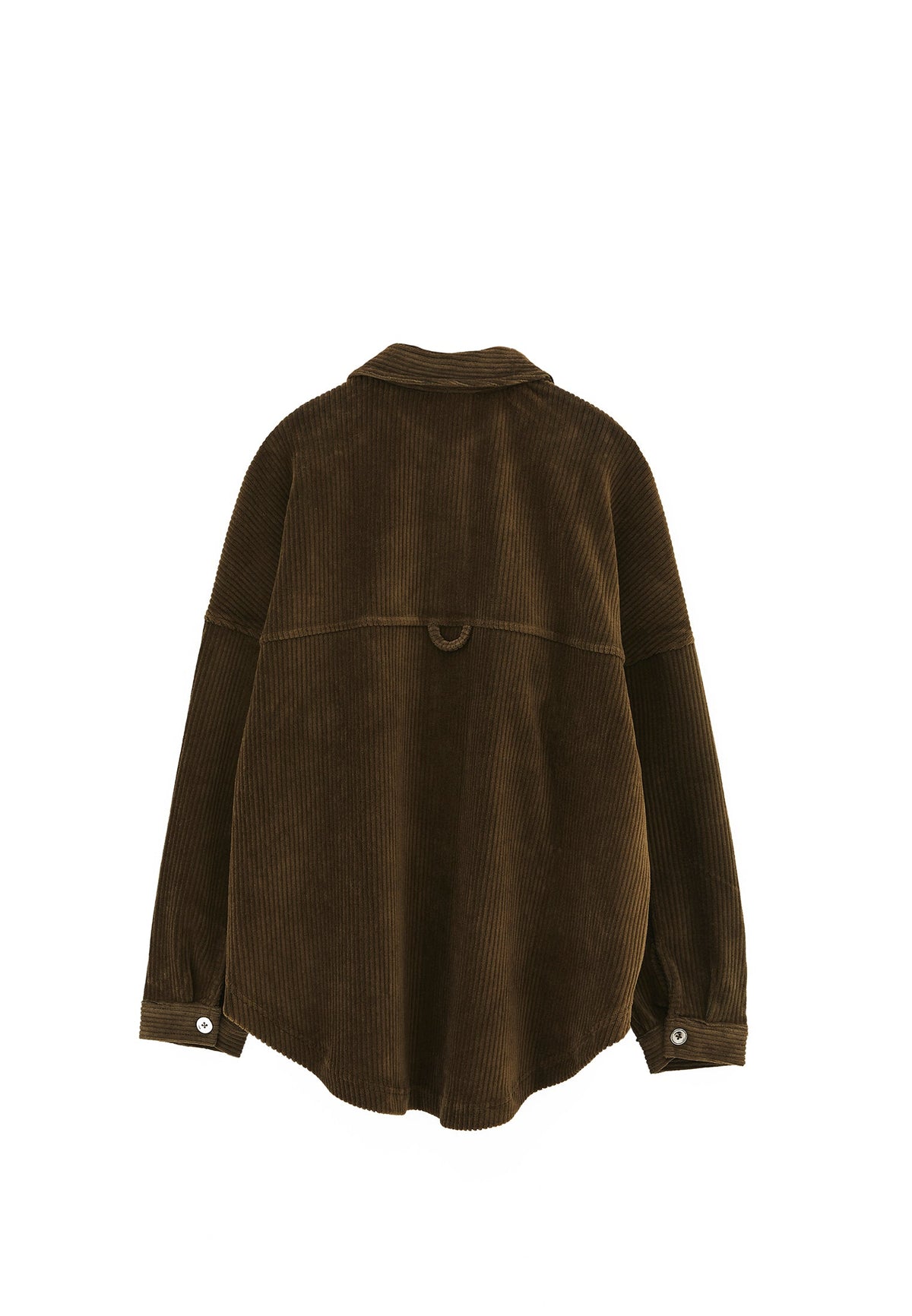 Oversize Pocket Detailed Ribbed Shirt - DARK OLIVE