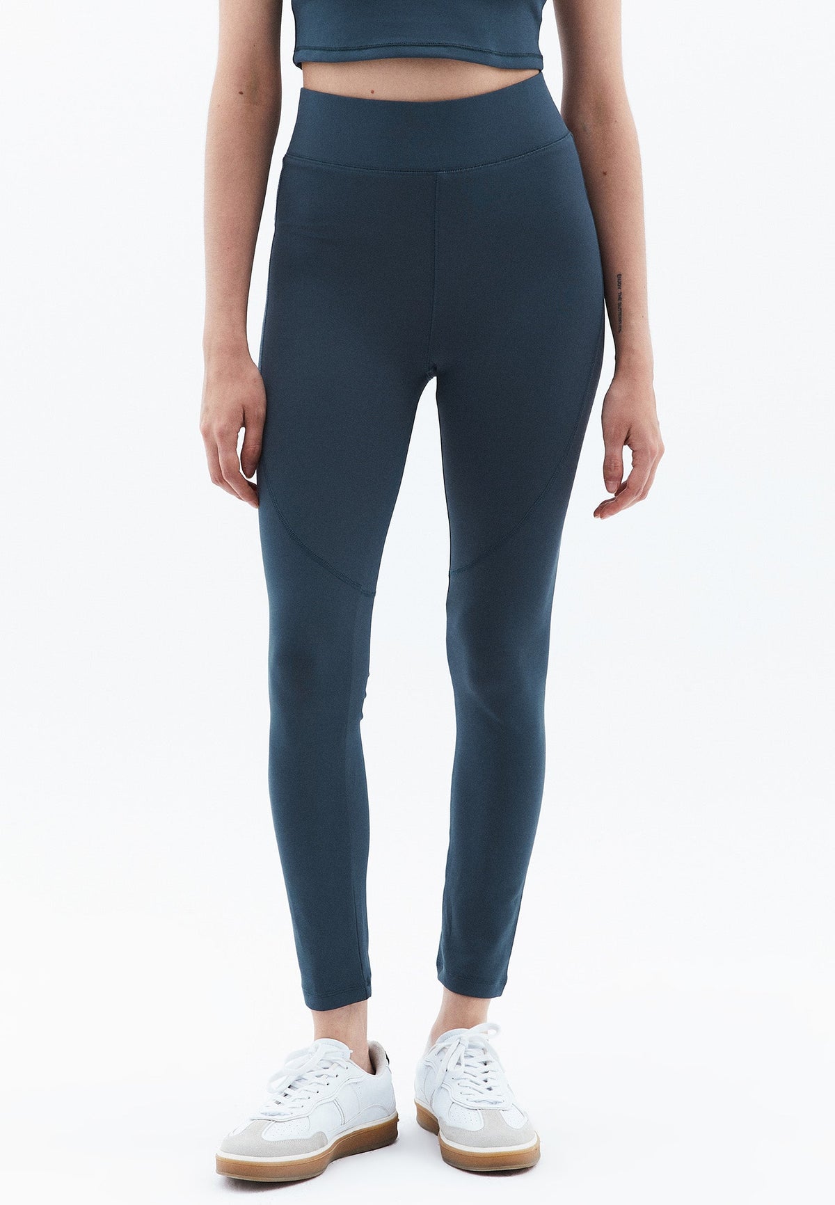 High Waist Skinny Leg Long Leggings - DARK SLATE