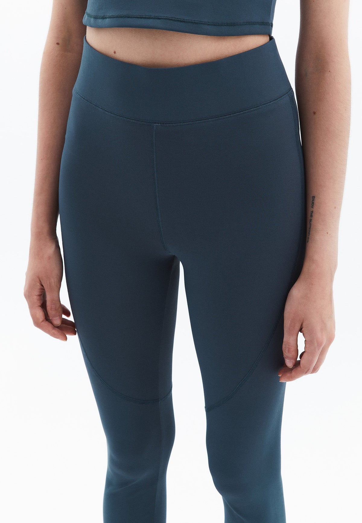 High Waist Skinny Leg Long Leggings - DARK SLATE