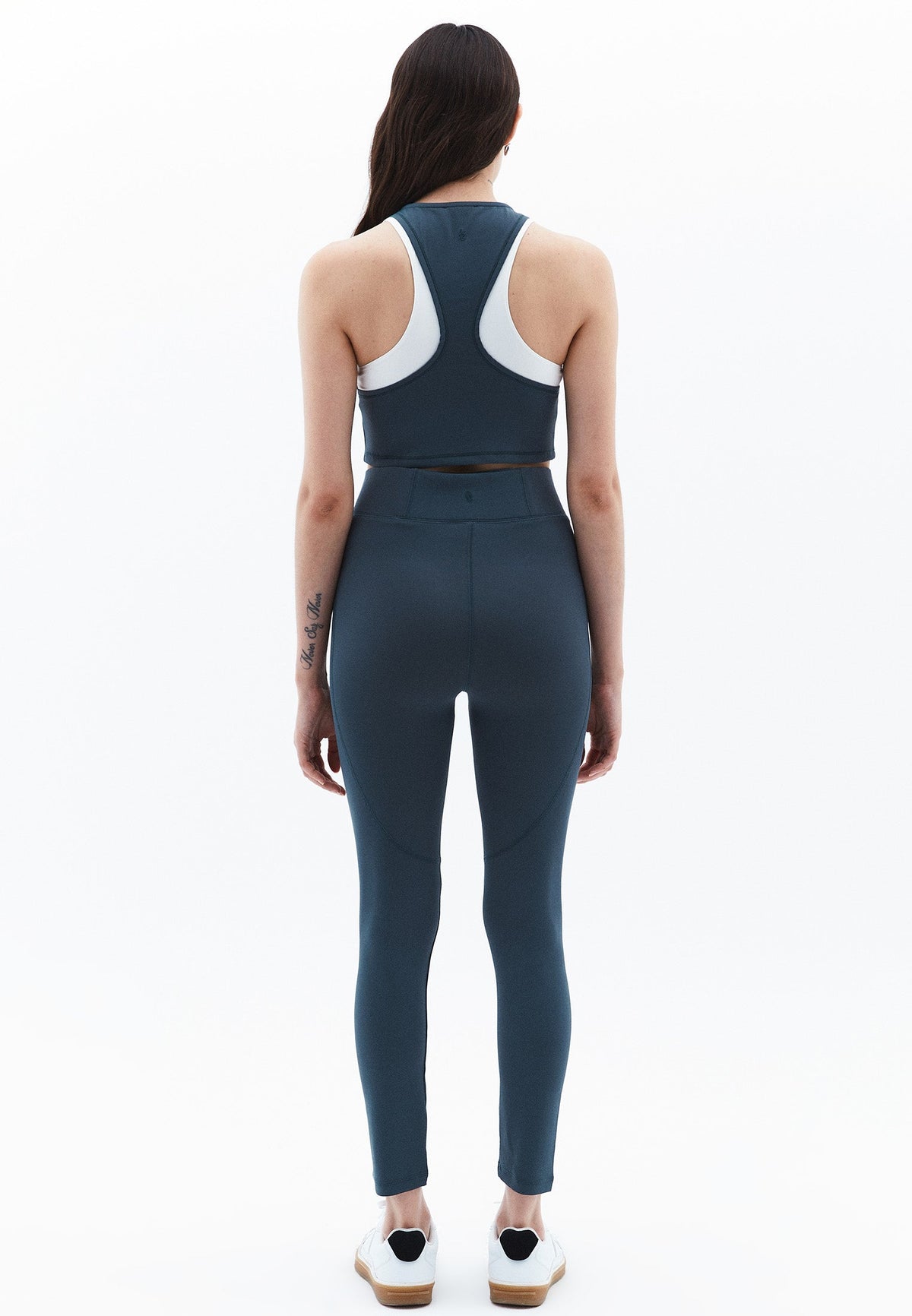High Waist Skinny Leg Long Leggings - DARK SLATE