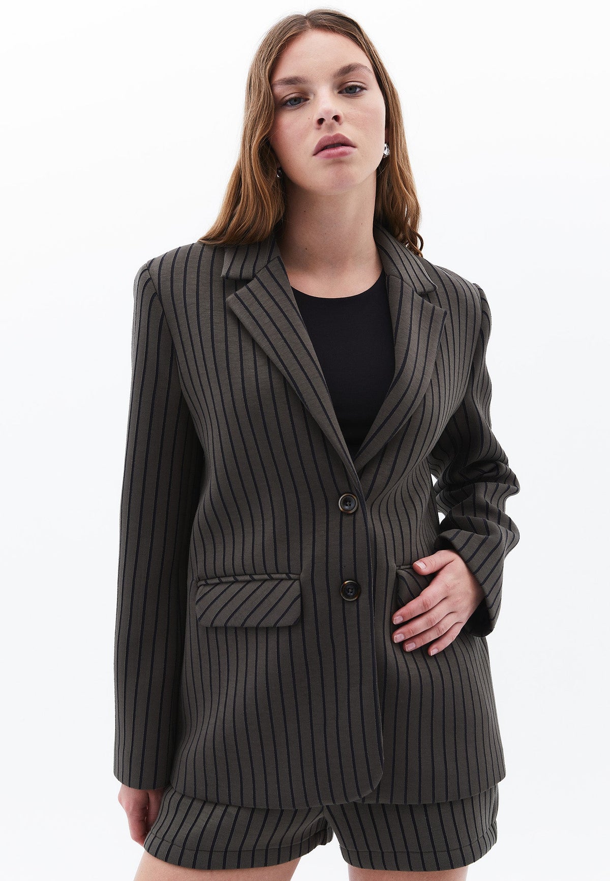 Buttoned Oversize Blazer Jacket - DEEP DEPTHS