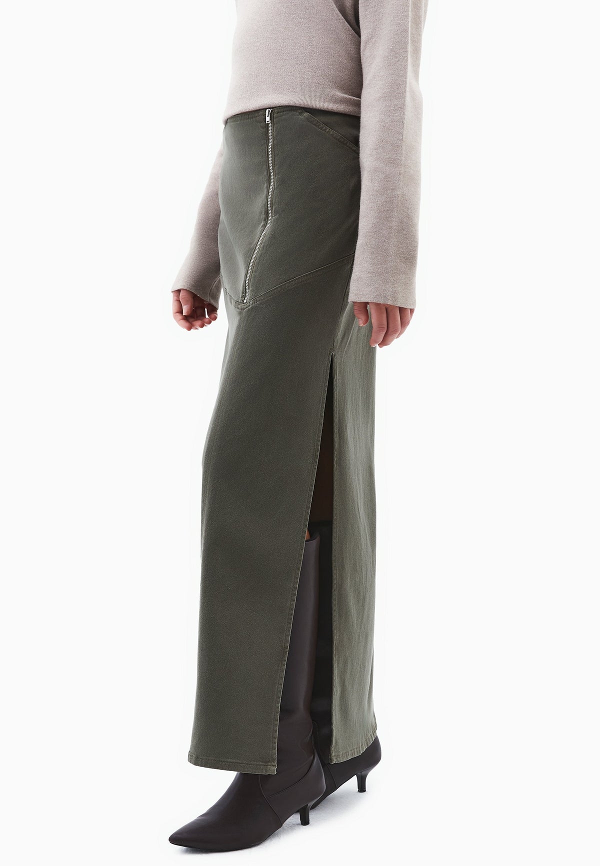 Long Skirt With Zipper Detail - DEEP DEPTHS