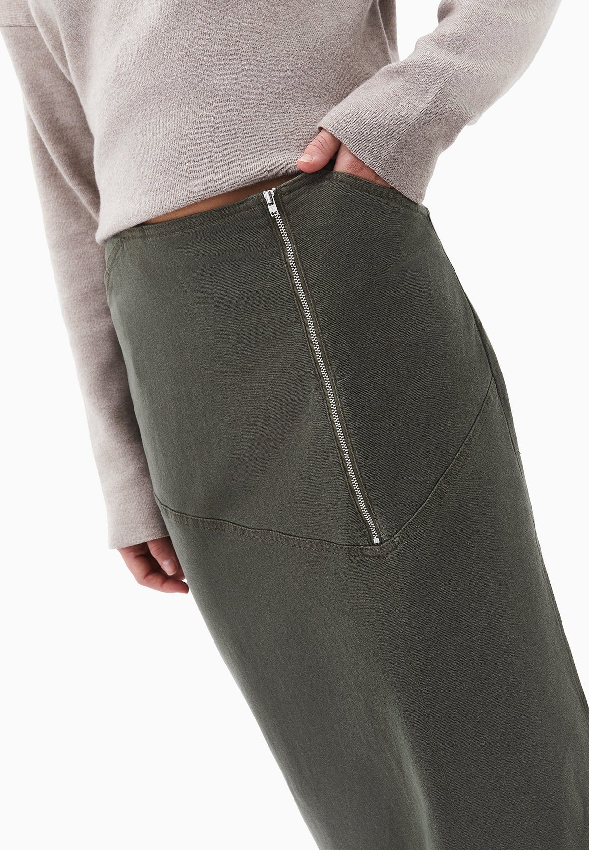 Long Skirt With Zipper Detail - DEEP DEPTHS