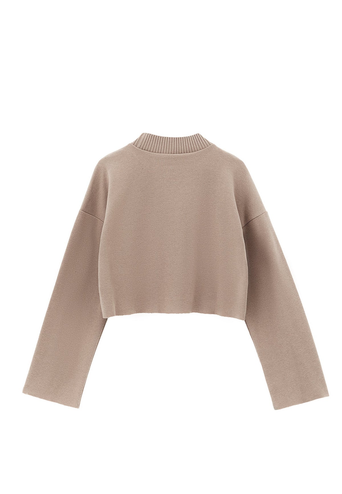 High Neck Cropped Sweater - DESERT TAUPE