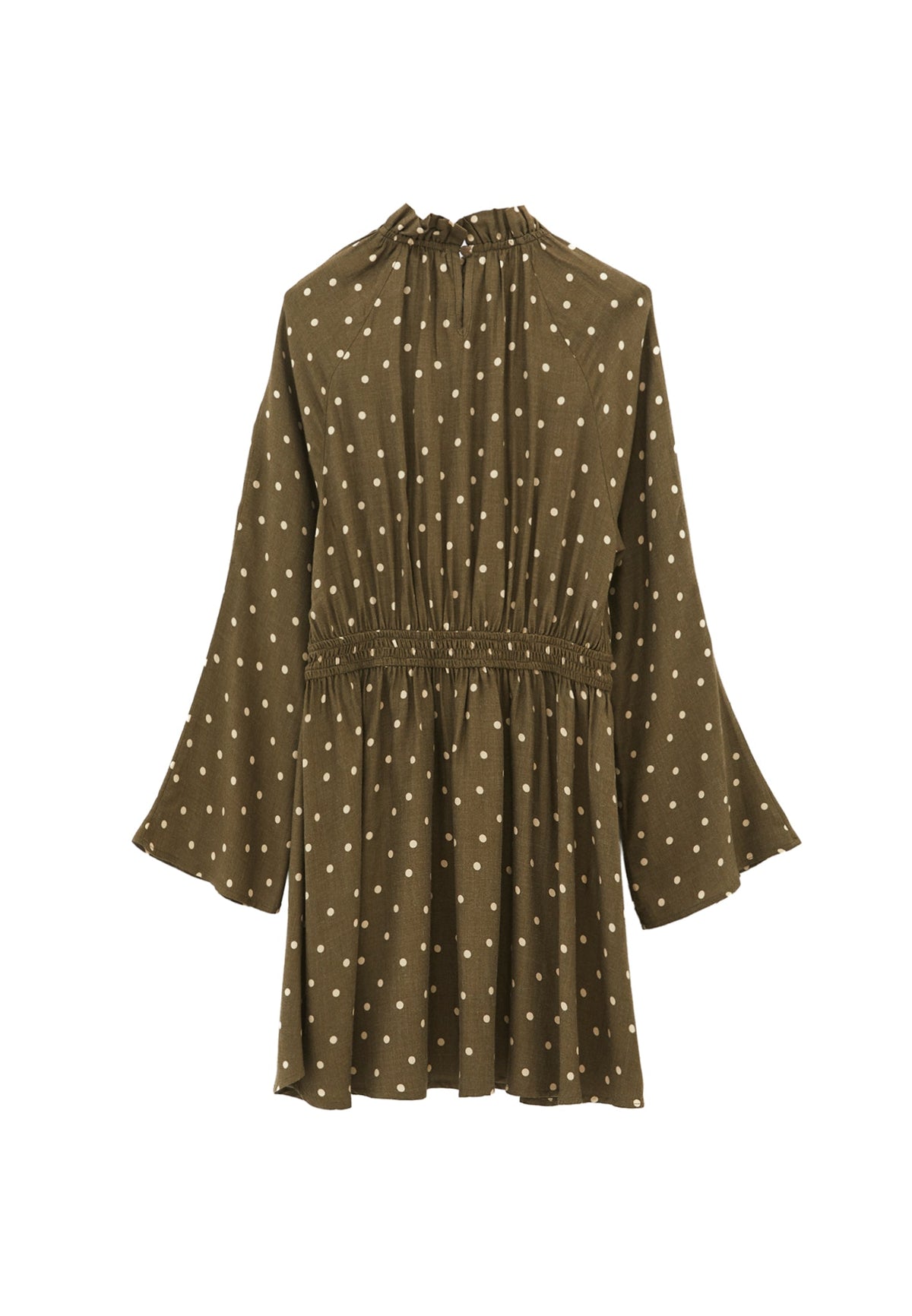 High Neck Printed Short Dress - DOT COMB