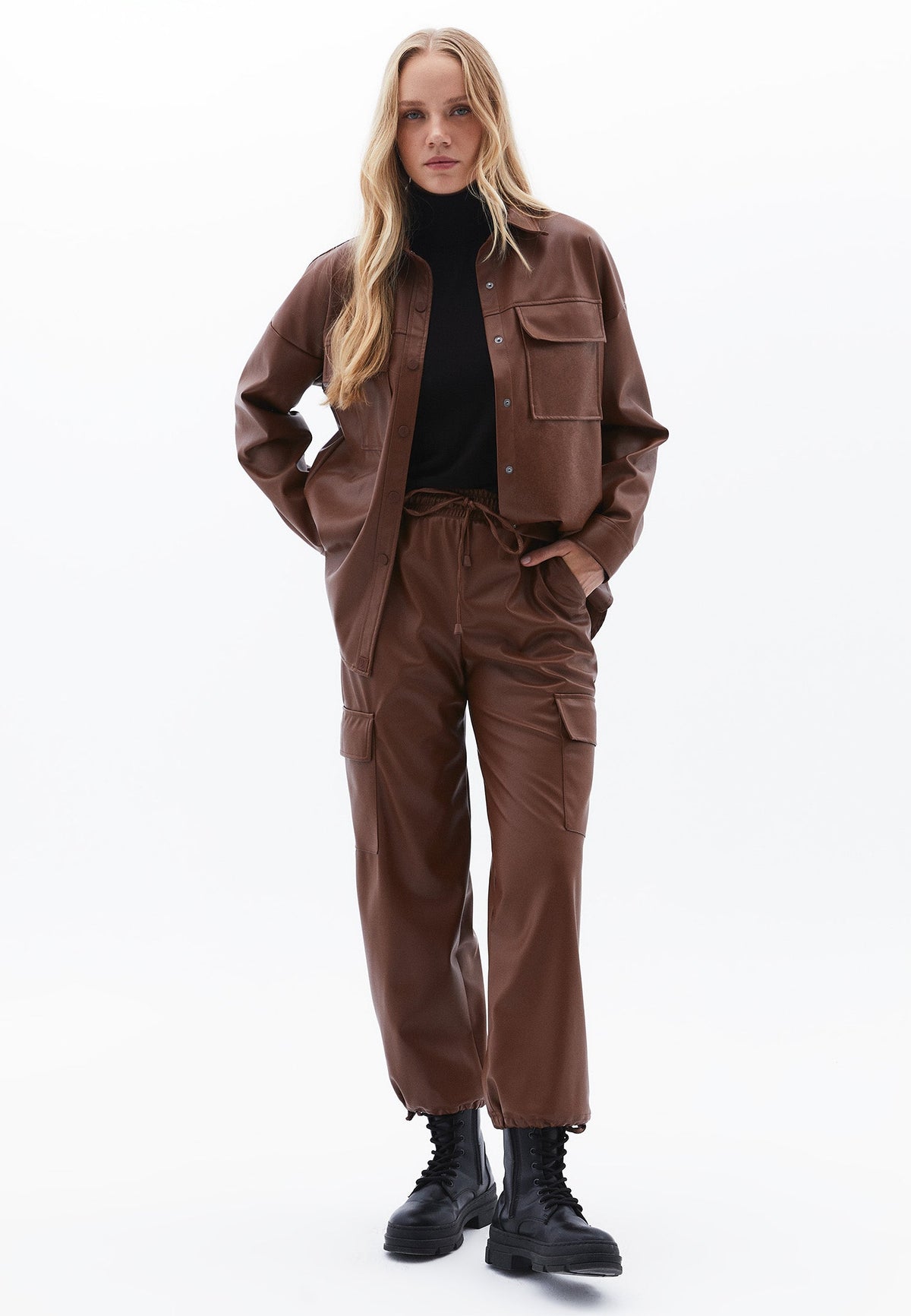 Oversize Pocket Detailed Shirt - DOWNTOWN BROWN