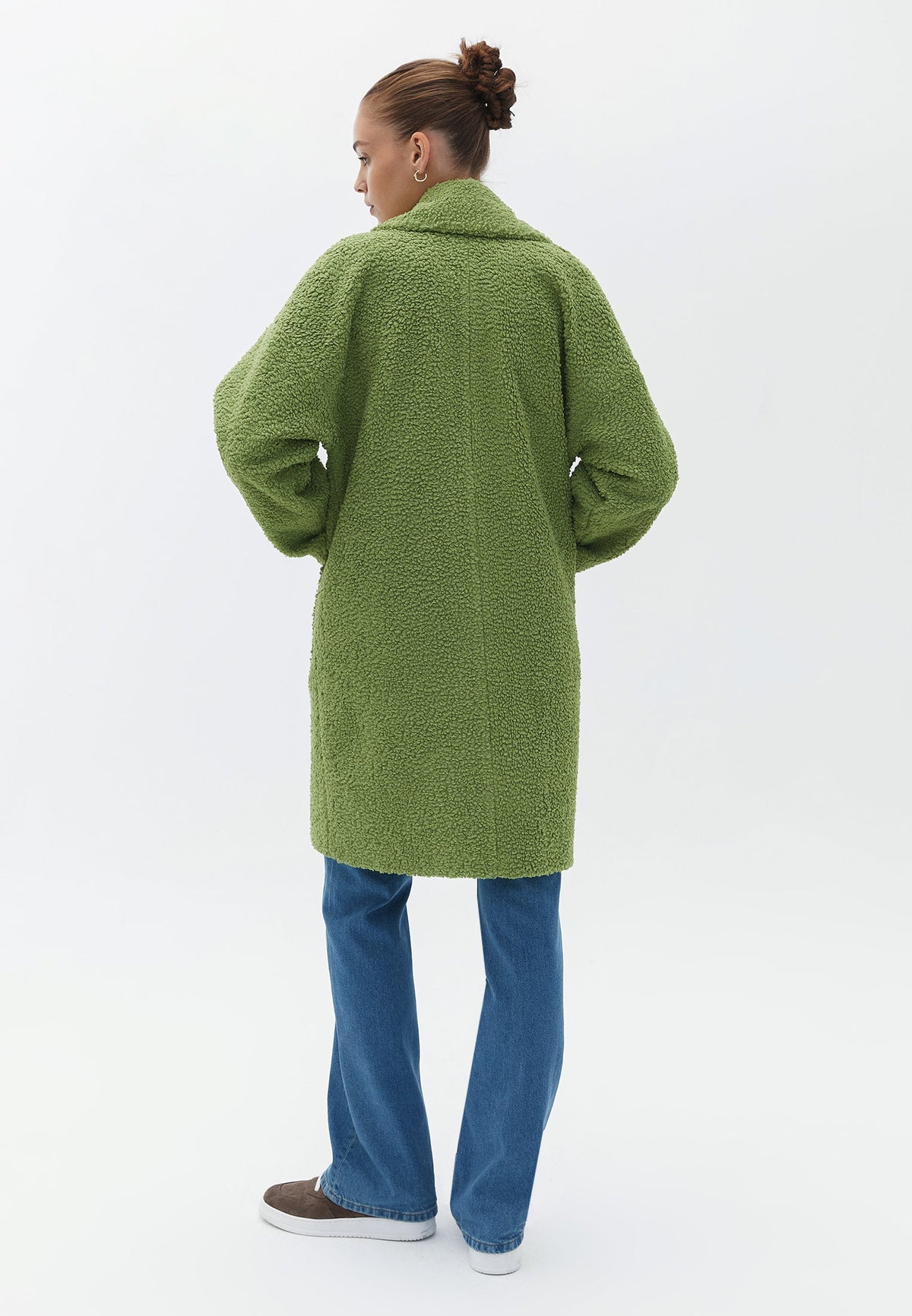 Midi Bouclé Button Detailed Oversized Coat - EPSOM