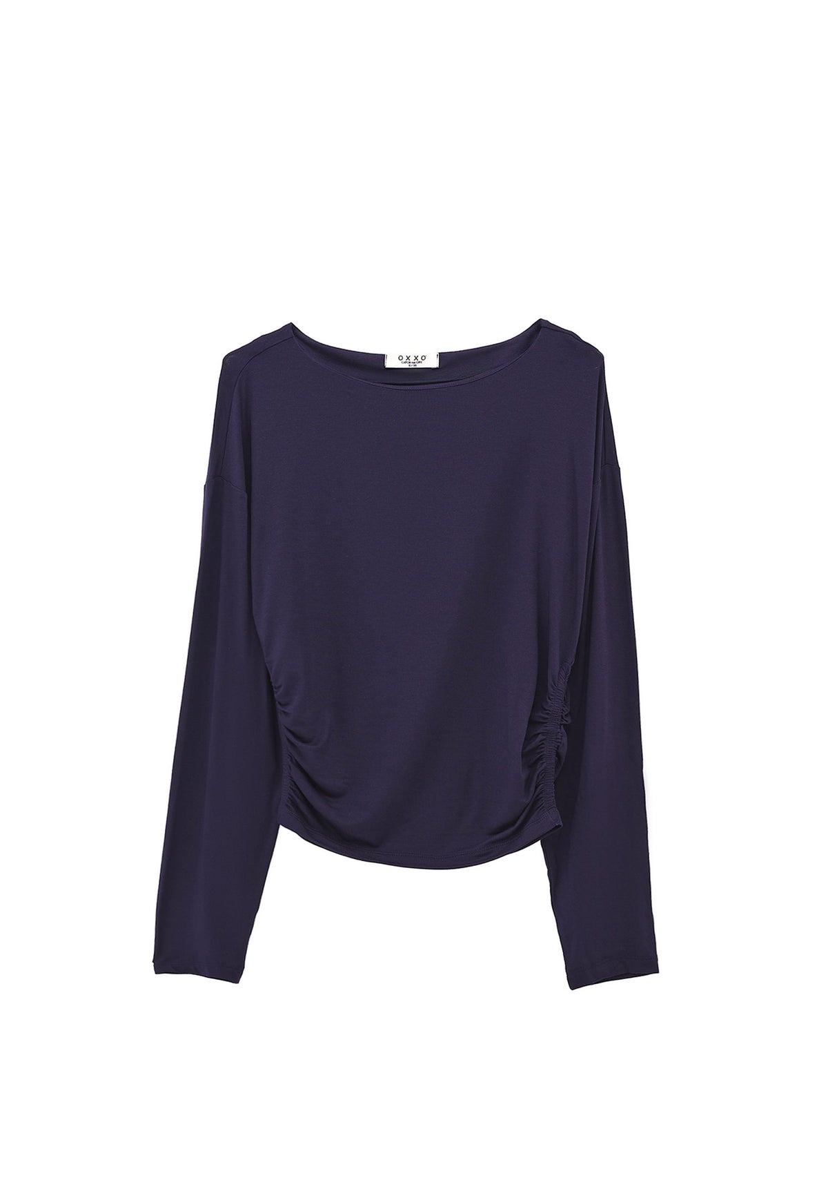 Boat Neck Long Sleeve T-Shirt - EVENING BLUE