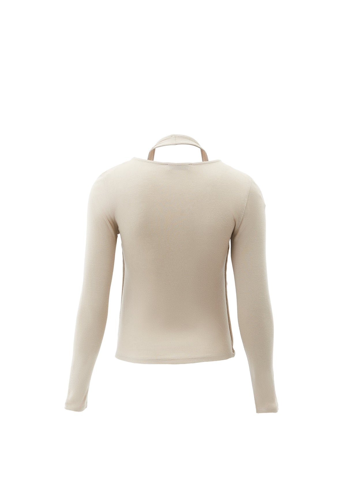 V Neck Long Sleeve T-Shirt - FEATHER GRAY
