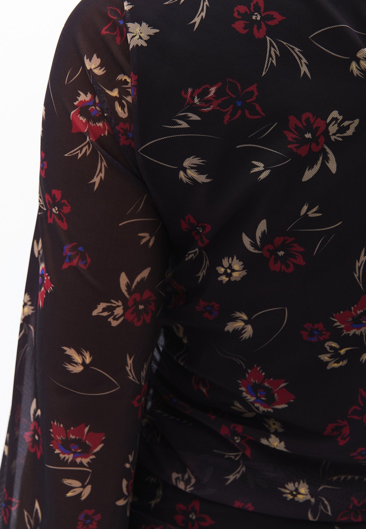 Long A-Line Crew Neck Dress - FLORAL COMB